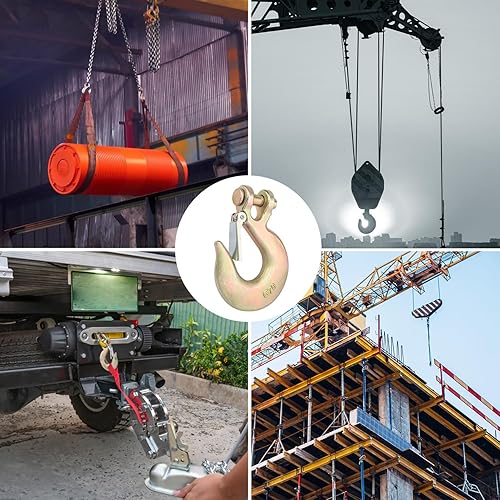 Miniatura 7 de Paquete de 3 ganchos deslizantes de horquilla de acero forjado de 12 pulgada con pestillo de seguridad, gancho de agarre de horquilla G70 resistente