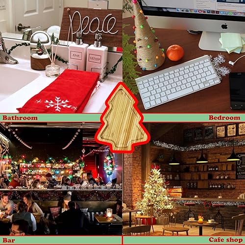 Miniatura 7 de Tabla de embutidos para árbol de Navidad, bandeja de bambú en forma de árbol de Navidad, tabla de cortar para queso, bandeja de aperitivo, bandeja