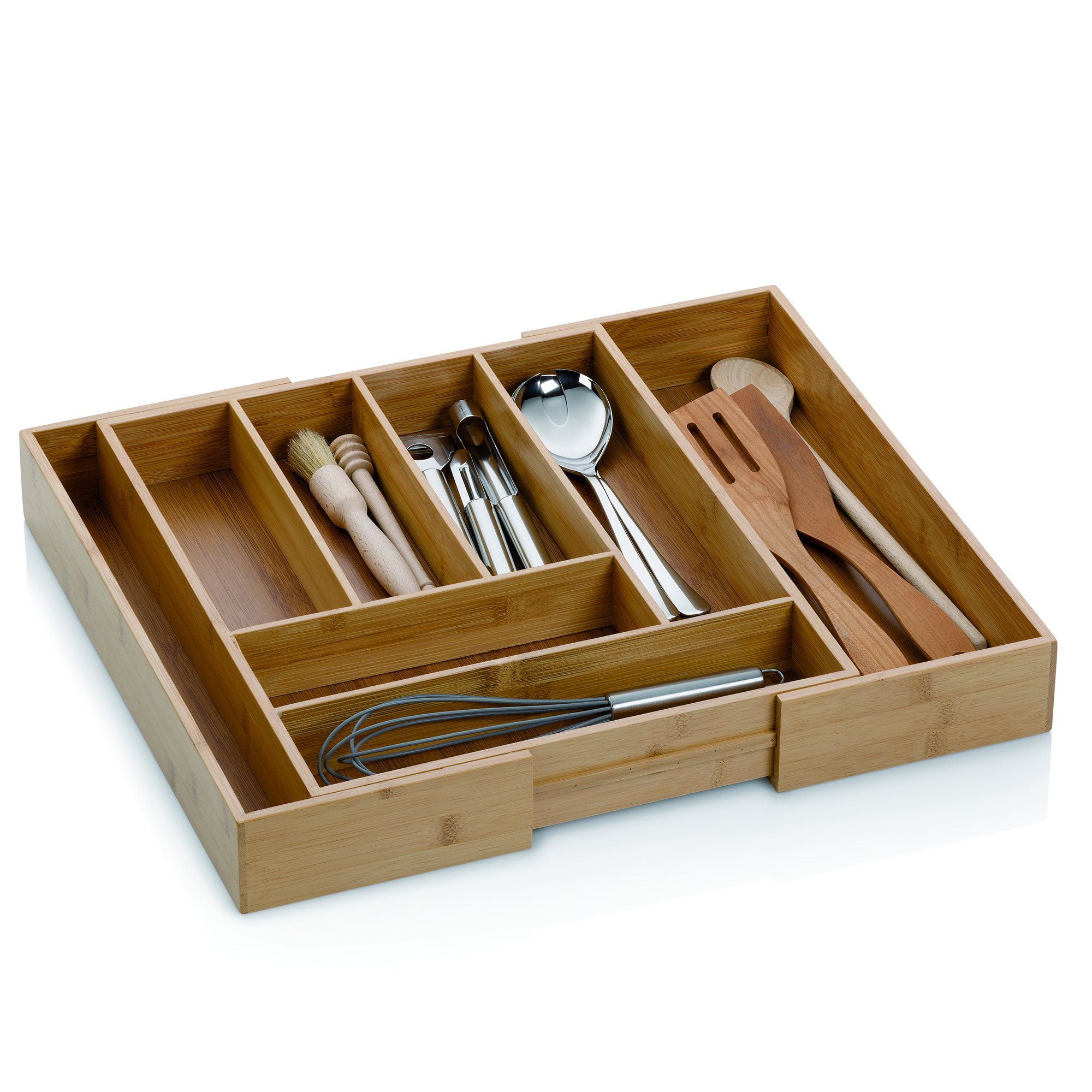 kela bamboo cutlery tray for drawers 35, 58 x 43 x 6.5 cm, extendable, drawer insert with 6 or 8 compartments, KALMA - Image 3