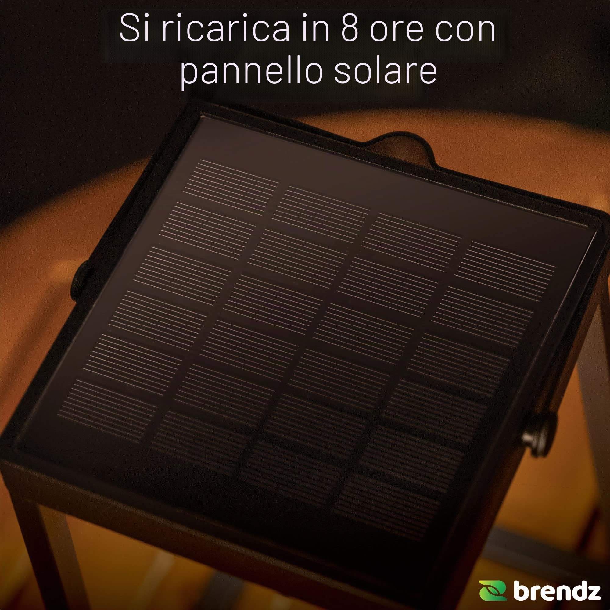 Brendz Lampada Solare da Tavolo, IP44 Impermeabile, Lanterne Solari da Esterno, 3 Modalità di Luce, Batteria Ricaricabile via USB-C, Lanterna Solare da Esterno, Lampada da Tavolo Esterno, Tampa