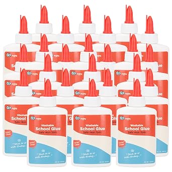 Liquid Glue 24 Pack - 4 oz Washable School Glue, White Glue Bottles, Glue Bulk, Non-Toxic Liquid Glue for Kids - Glue for Slime, Arts and Craft Glue - by Enday