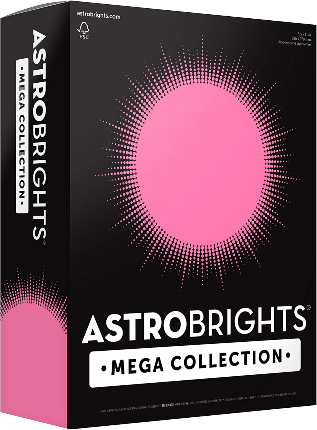 Astrobrights Mega Collection, Colored Cardstock, Neon Pink, 320 Sheets, 65 lb/176 gsm, 8.5" x 11" - MORE SHEETS! (91681) 1 Ream