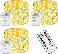 Vista 28 de Paquete de 4 luces de hadas que funcionan con pilas con temporizador de control remoto, tira de luces LED para decoración de interiores