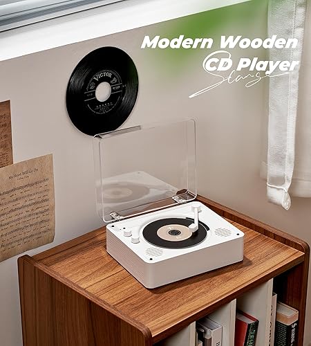 Miniatura 3 de Vangoa Reproductor de CD para el hogar pequeño con altavoces de alta fidelidad, reproductor de CD recargable portátil doble conector de auriculares