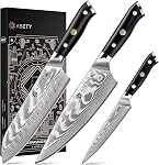 Damascus Knife Set 3 PCS: Ultra-Sharp Professional Chef Knife Set, Japanese Kitchen Knives with VG10 Steel Core, Full Tang G10 Handle, Elegant Box