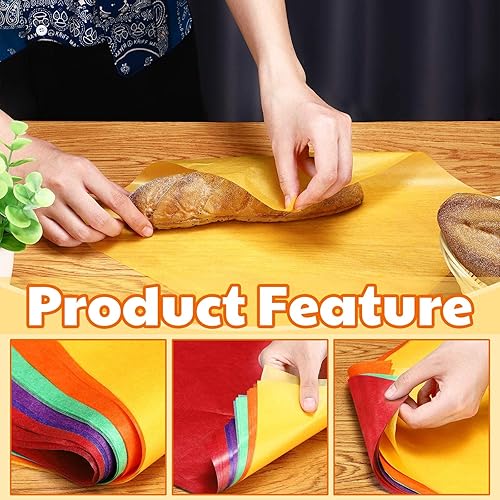 Miniatura 3 de Estune 240 hojas de papel para delicatessen de varios colores, papel sándwich de 12 x 12 pulgadas, hojas de papel de cera seca a prueba de aceite,