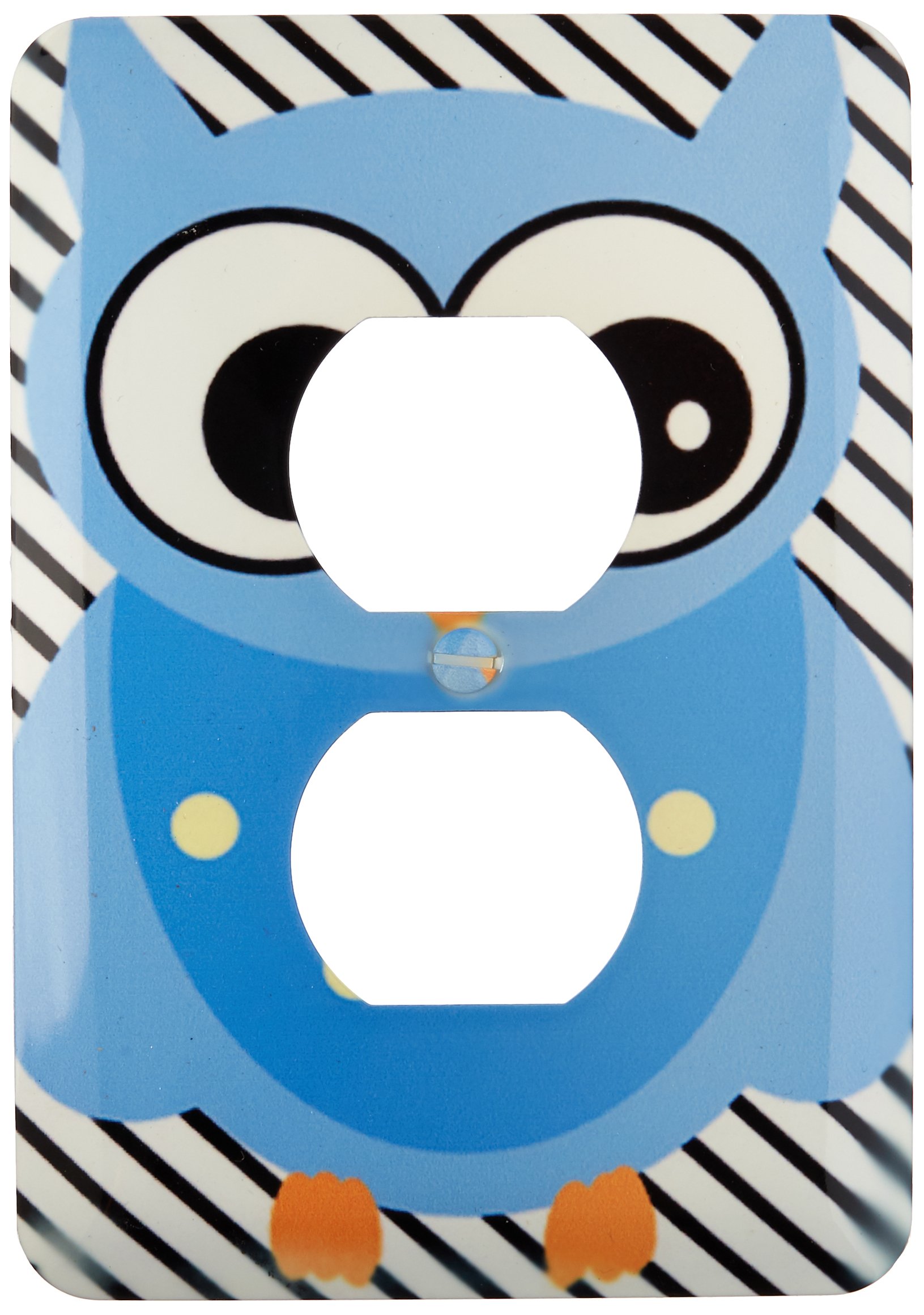 Grand hibou bleu double plaque pour sécuriser et décorer 2 prises
