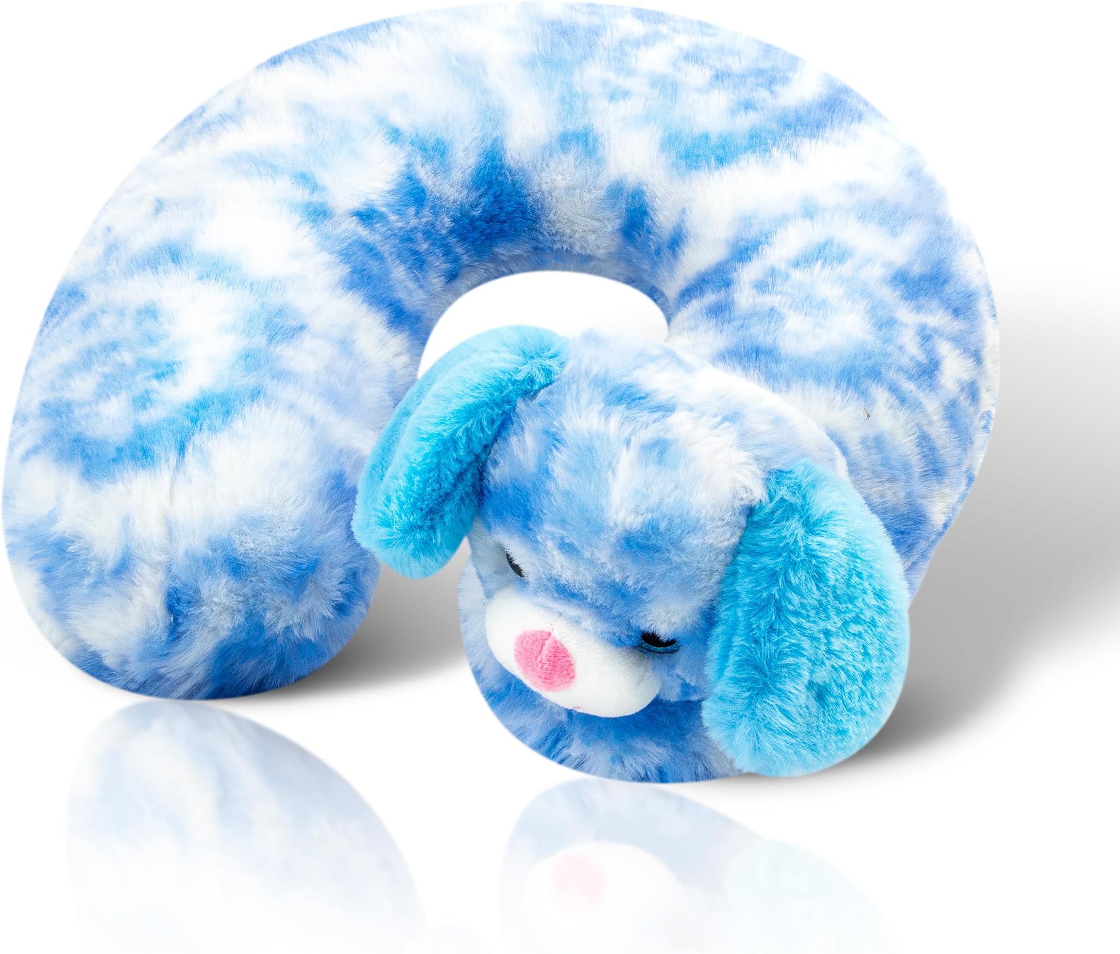 Cloudz Kids Super Soft N' Cuddly Animal Airplane Travel Neck Pillow! Keep Children Comfy and Supported with a Buddy While Traveling or just Resting at Home - Blue Dog