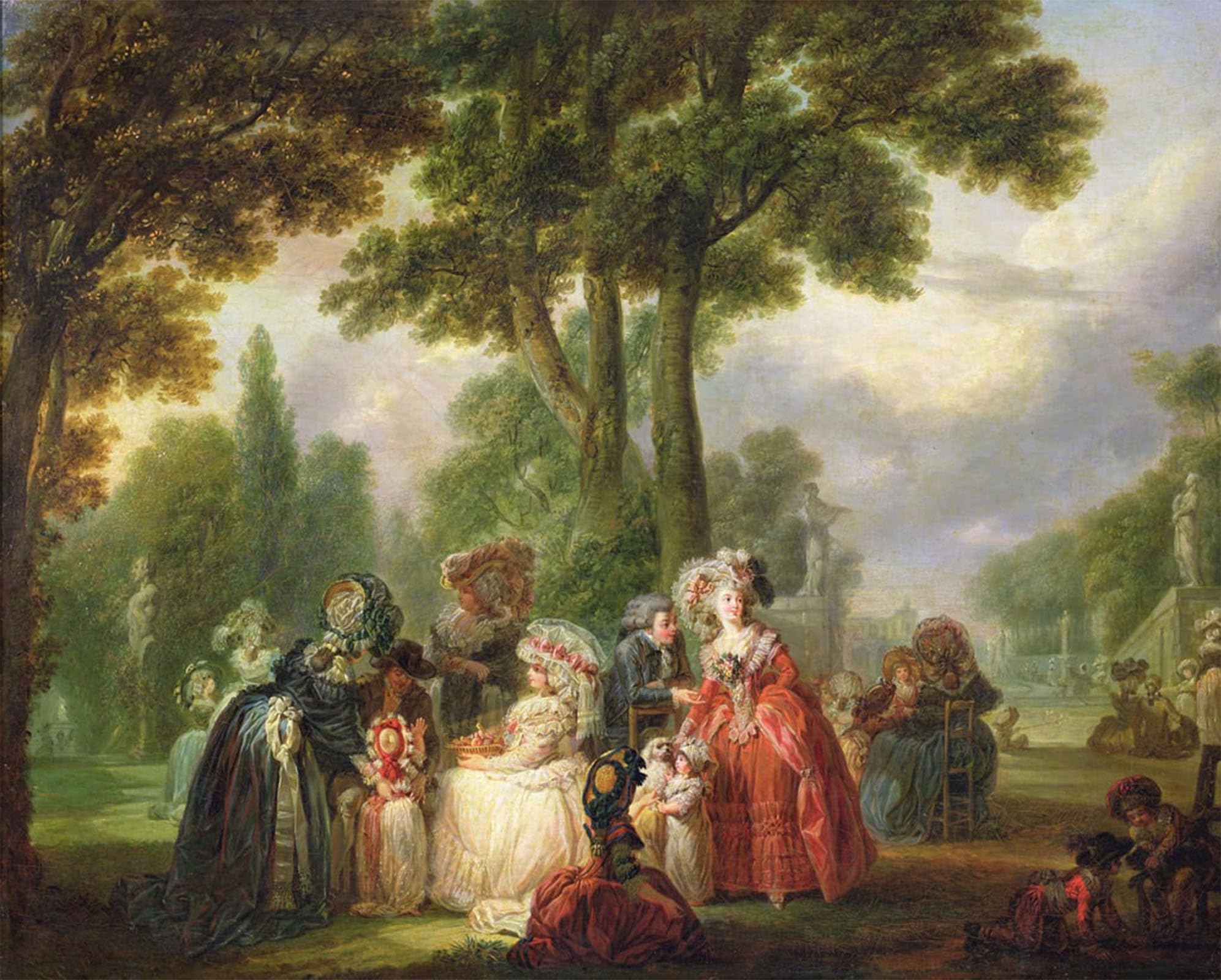 SERENDIPITP Vintage Wall Art Canvas Nordic Poster Canvas Print Picture a Meeting in the Park by Francois Louis Watteau Wall Art Poster for Home Decor 60x90cm