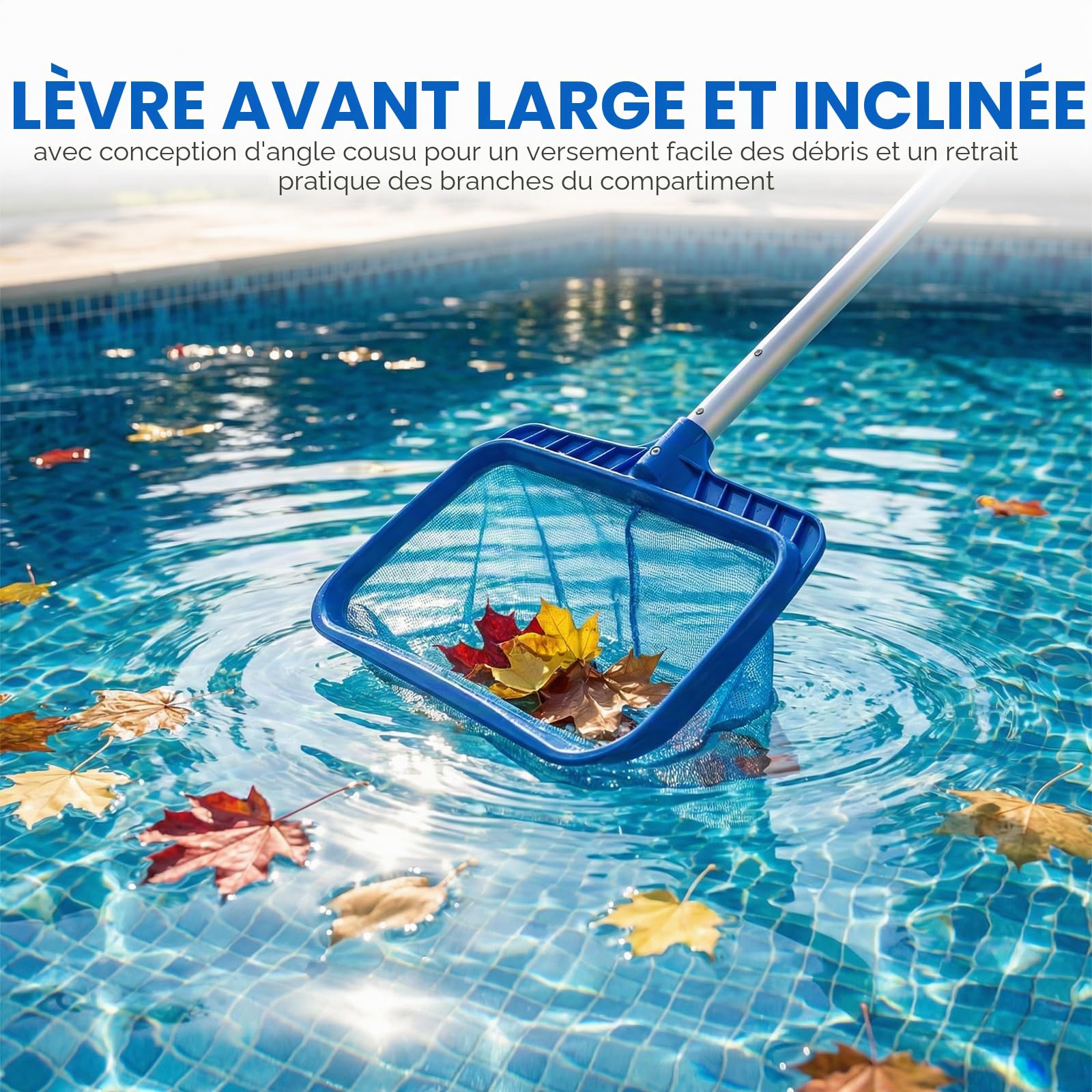 Kit de Nettoyage pour Piscine avec Brosse Ronde, Manche en Aluminium de 169 cm et Filet de Piscine, Ensemble Professionnel pour Nettoyage Efficace