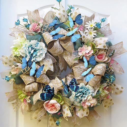 Miniatura 2 de Paquete de 12 decoraciones de mariposa, decoración de estacas de mariposa 3D, 2 tamaños de adorno de mariposa para el hogar, flores falsas,