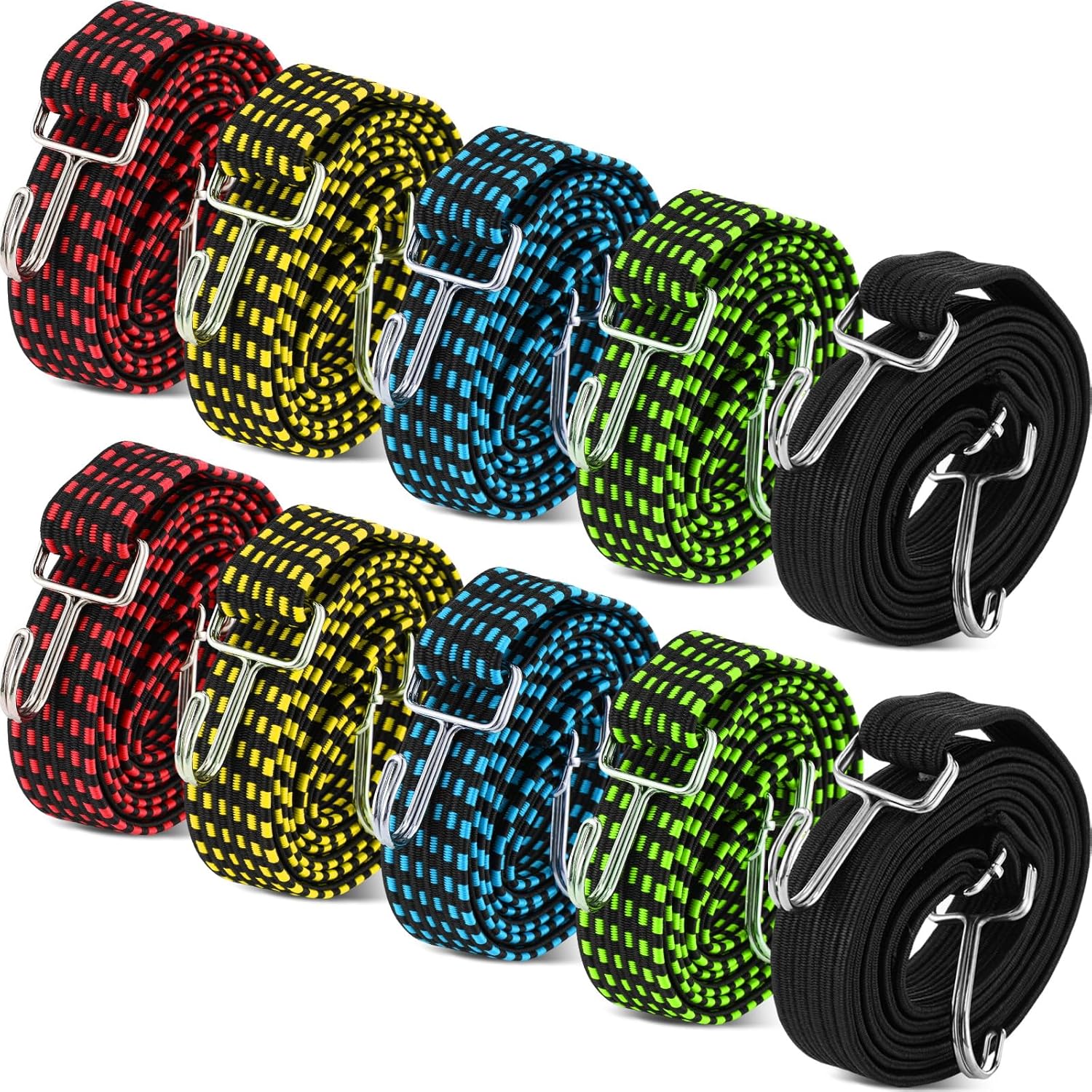 Wesnoy 10 Pcs 80 Inch Adjustable Bungee Cords with Hooks Heavy Duty