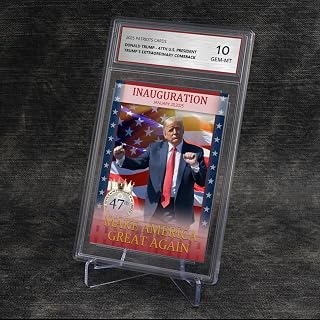 Trump Trading Card - 47th US President Donald Trump Collection Rating Card with Acrylic Base, Victory Celebration, MAGA Political Memorabilia Gifts, 3.5"x2.5", 1 Pcs (Card with Base)