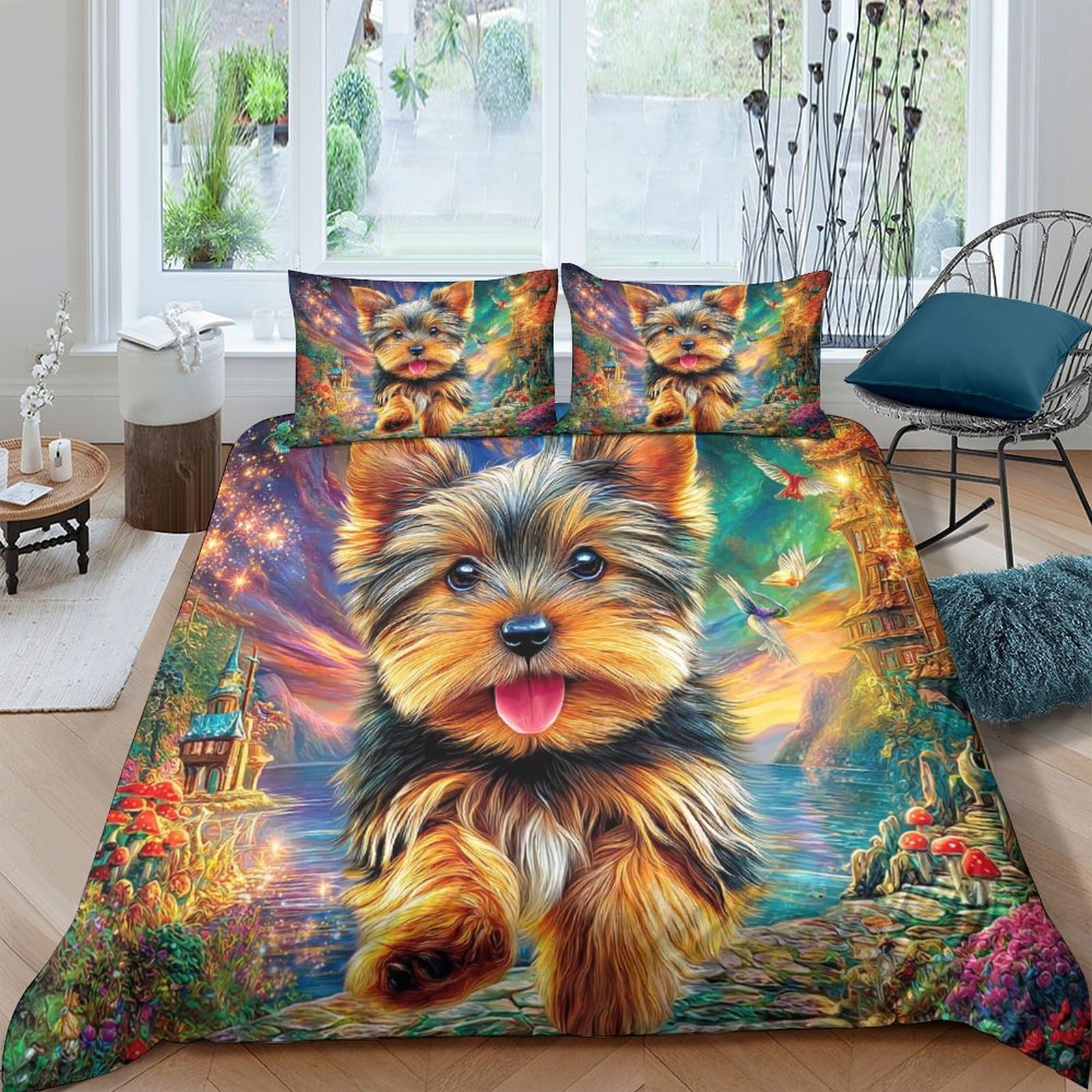 Housse de couette 3D imprimé Westie avec fermeture éclair pour lit adulte
