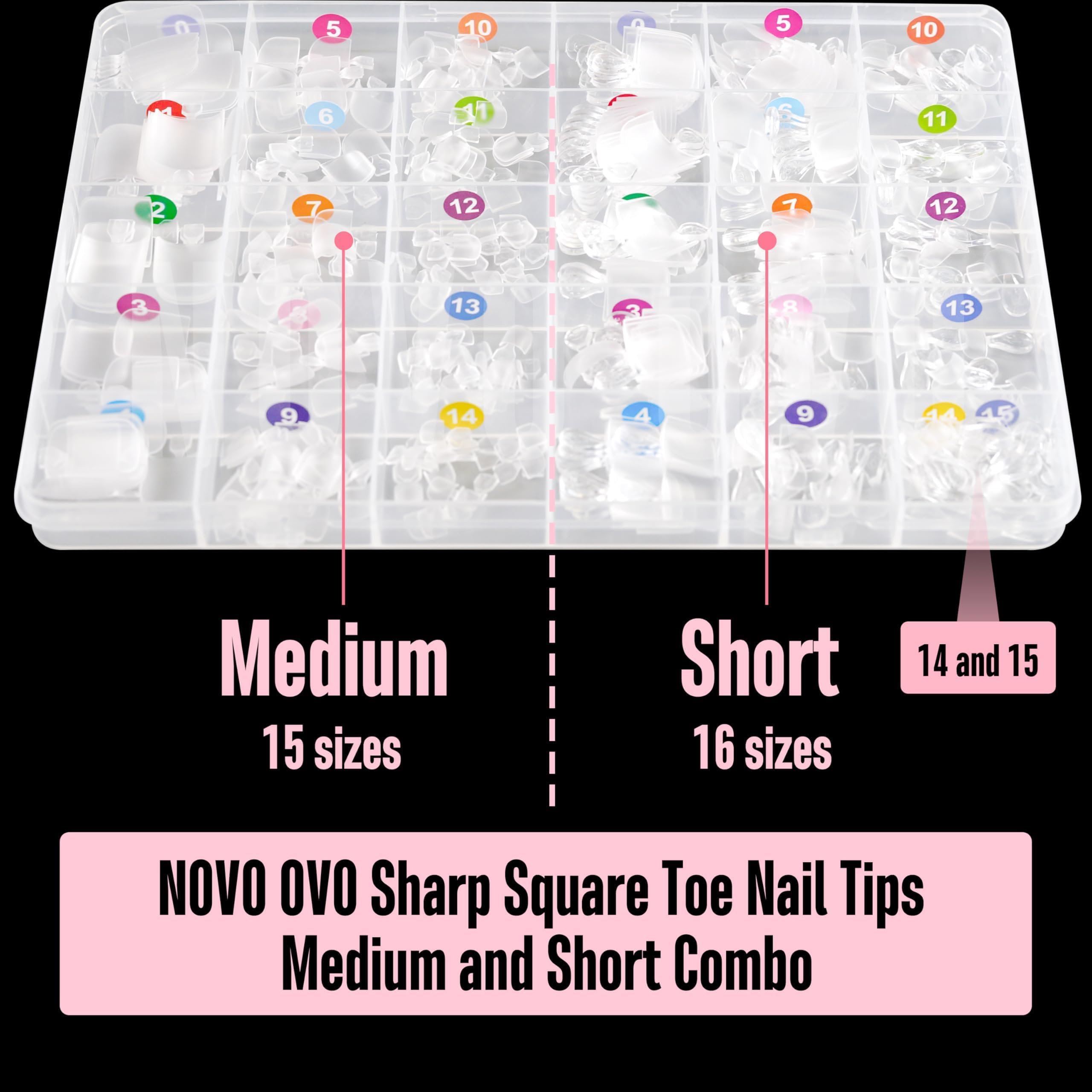 NOVO OVO 31 Sizes Toe Nail Tips with Short and Medium length Combo, Sharp Square Press on Full cover - Image 4