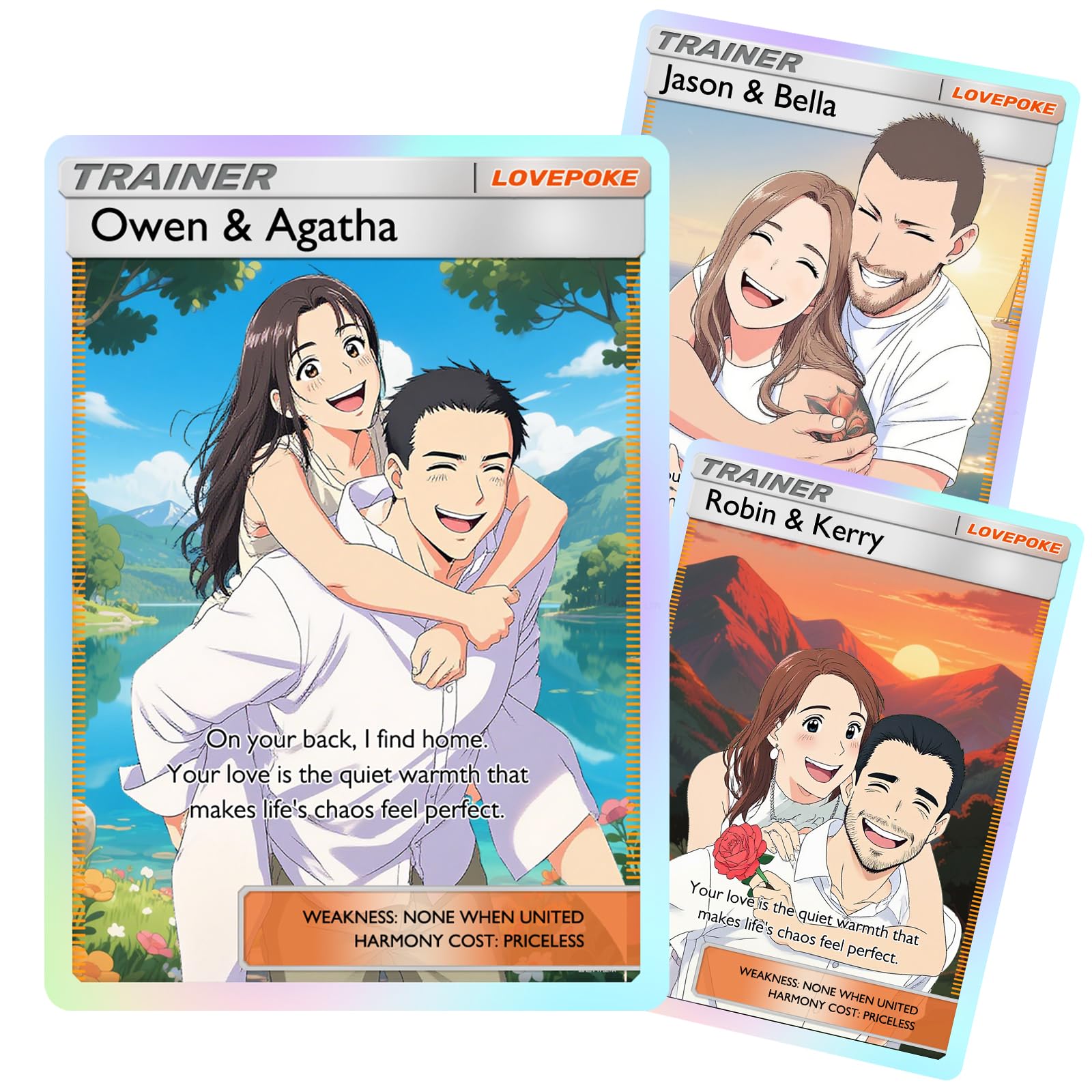 Custom Poke Card with Photo Personalized Trainer or Character Cards Customizable Poke Portriat Card with Name Stats Text