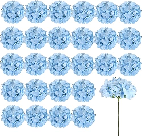 Auihiay 26 piezas de flores hortensias artificiales de seda con tallo para decoración del hogar, bodas, fiesta.