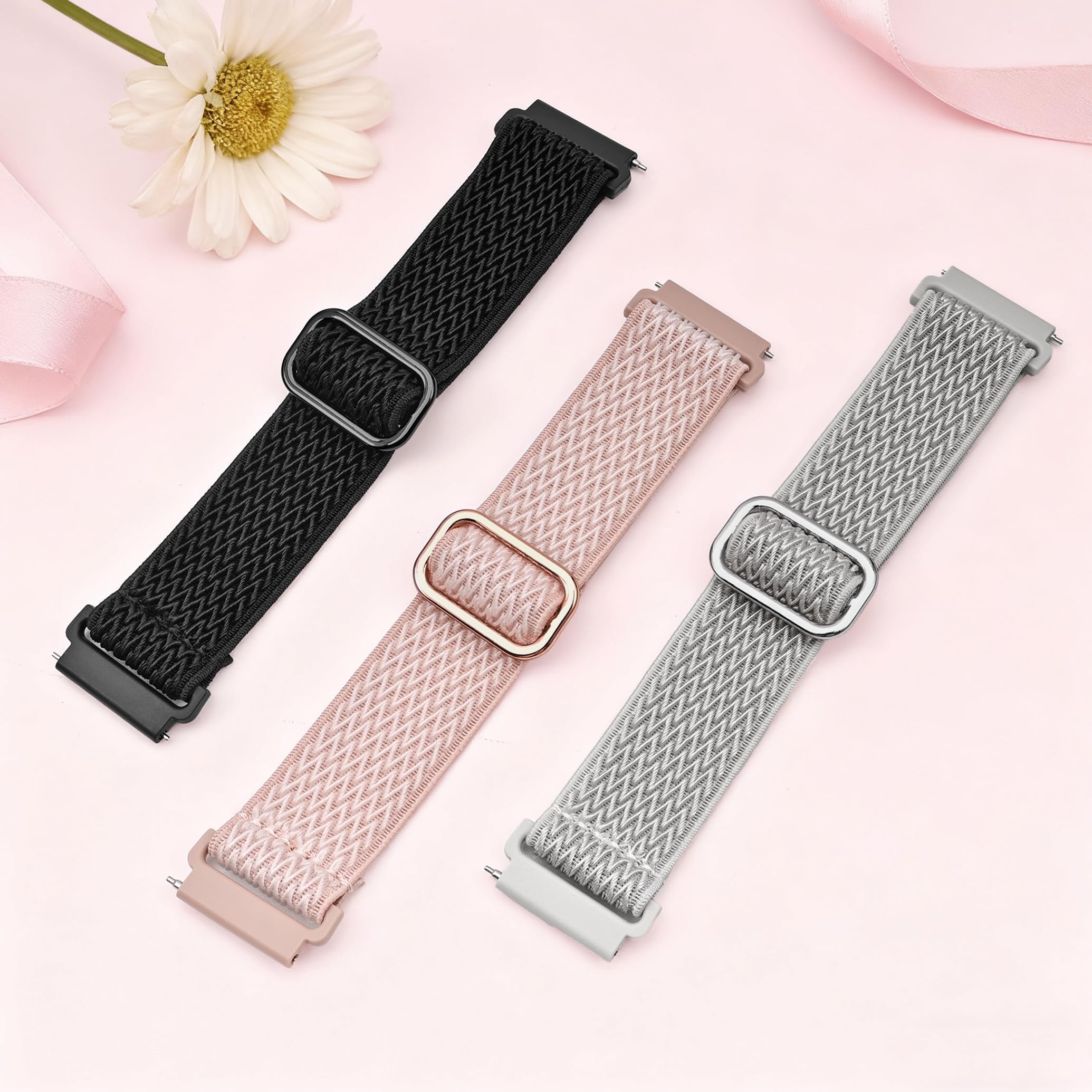 Veryfit Lot de 3 bracelets de rechange réglables en nylon élastique pour montre intelligente IDW13 IDW16 IDW19 IDW26 IDW28