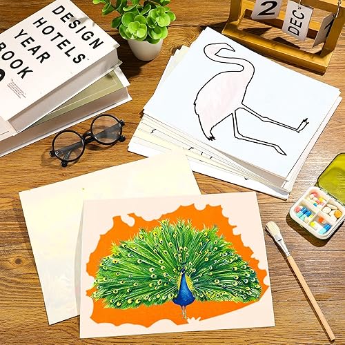 Miniatura 5 de 20 piezas de productos de demencia para ancianos con 1 pincel de pintura con tema de animales, juguetes reutilizables para pintura al agua, juguetes