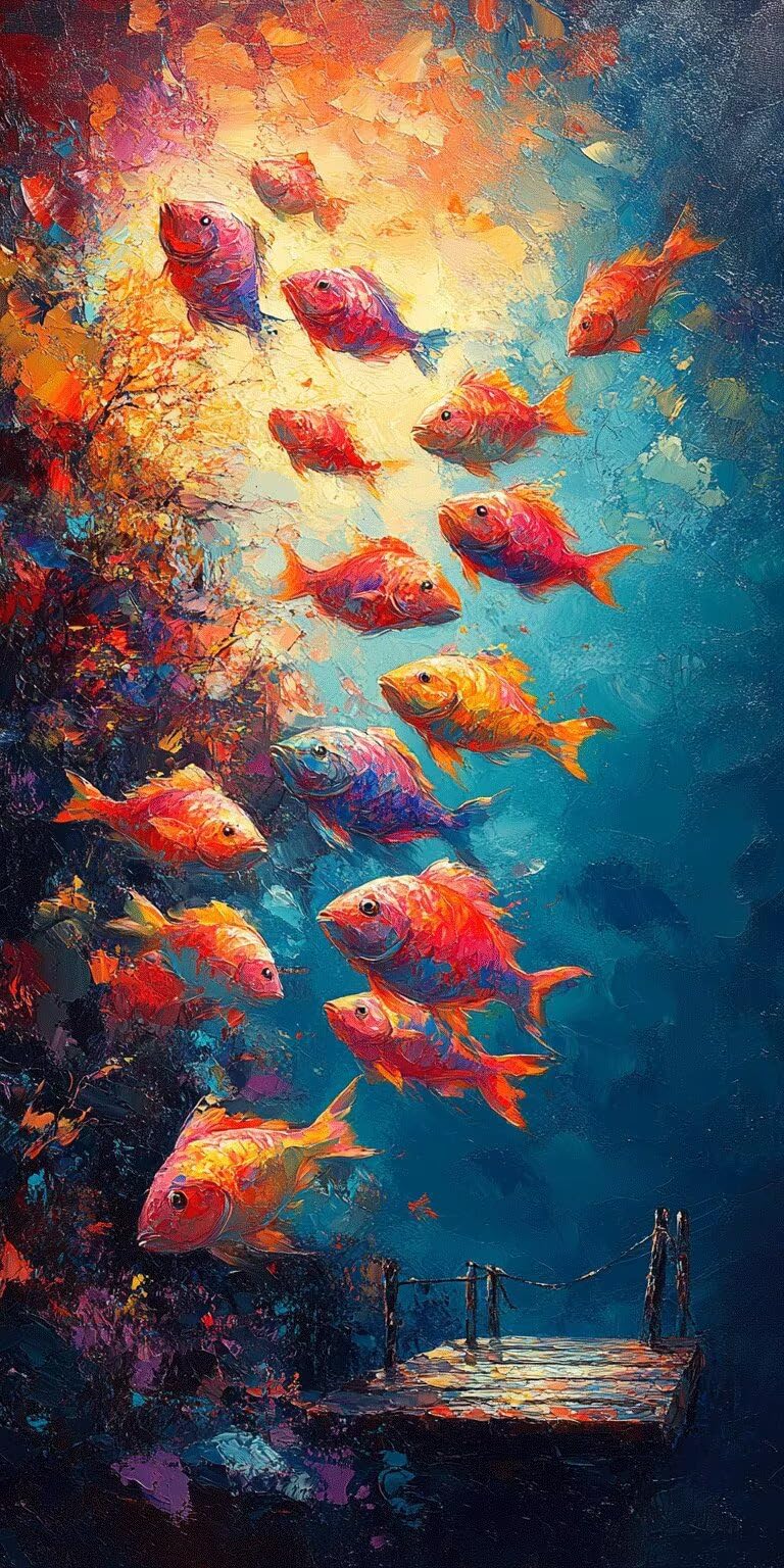 Dipingere con i Numeri Adulti pesceastratto, 80x160cm, k-459