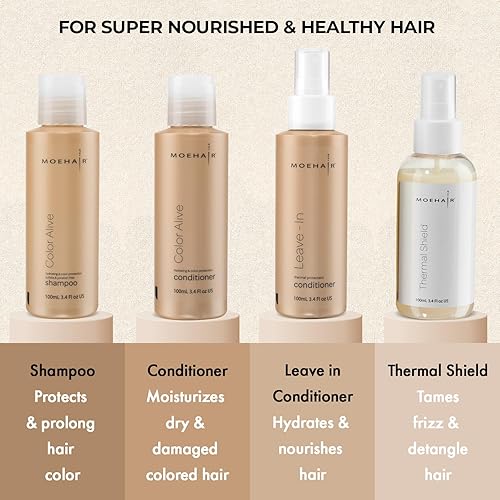 Miniatura 3 de MOEHAIR Kit de viaje (Color Alive - Juego de champú y acondicionador, acondicionador sin enjuague y spray de protección térmica, 3.4 onzas líquidas