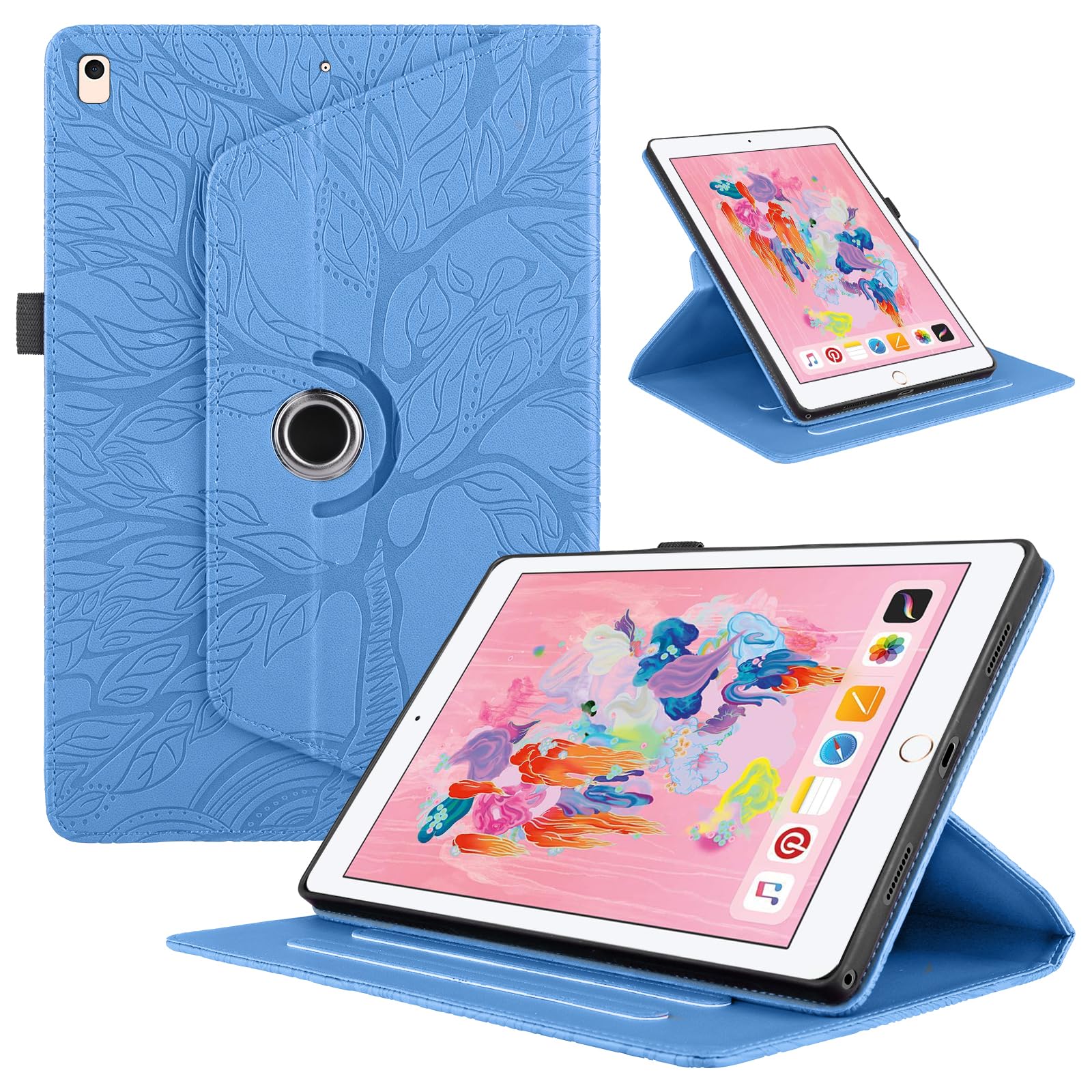 TEDTIKJT Rotating Case for iPad 9th Generation (2021)/ 8th Generation (2020)/ 7th Gen (2019) 10.2 Inch PU Leather 360 Degree Rotating Stand Protective Cover with Auto Sleep Wake Tablet Case