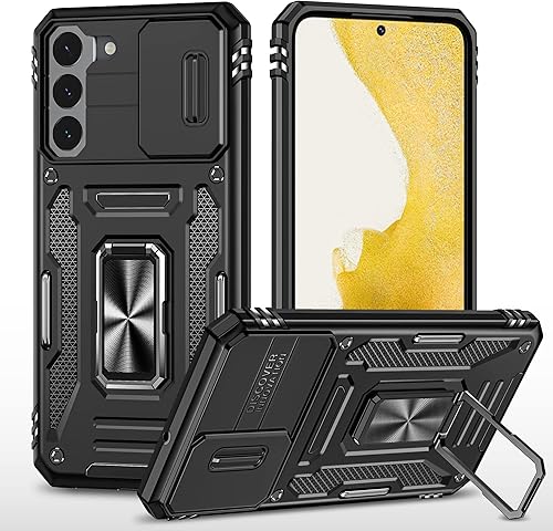 Miniatura 8 de Funda para teléfono celular para Galaxy S22 Ultra, verde, funda protectora para cámara deslizante, protección resistente, soporte de soporte, funda