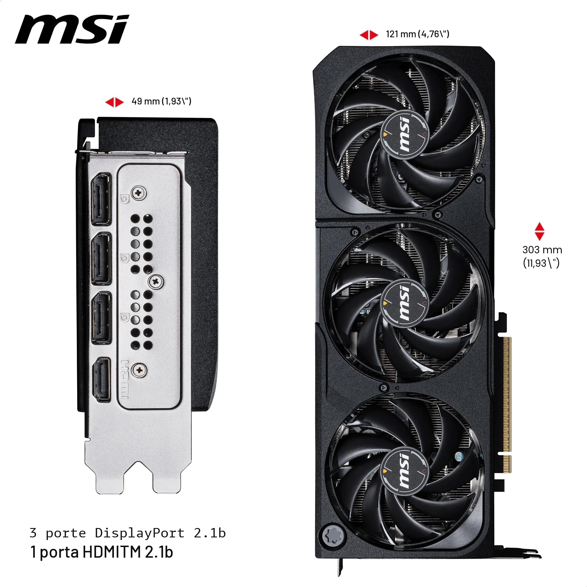 MSI GeForce RTX 5070 Ti 16G SHADOW 3X OC – 16 GB GDDR7 (28 Gbps / 256-bit) – PCIe 5.0 – Design termico a tripla ventola (3 x TORX FAN 5.0) – HDMI 2.1b / 3 x DisplayPort 2.1b