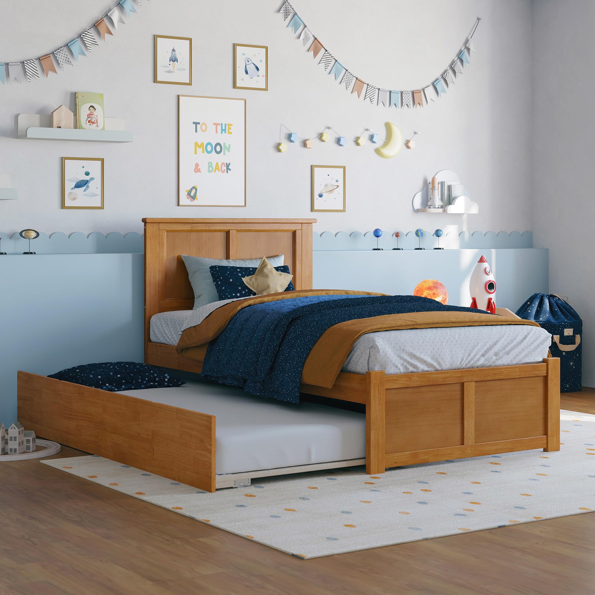 Photo 1 of AFI Madison Twin Platform Bed with Trundle, Light Toffee