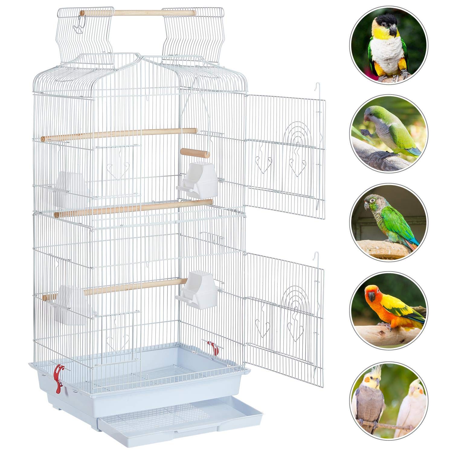 Yaheetech 41Inch Open Top Portable Hanging Medium Flight Bird Cage for