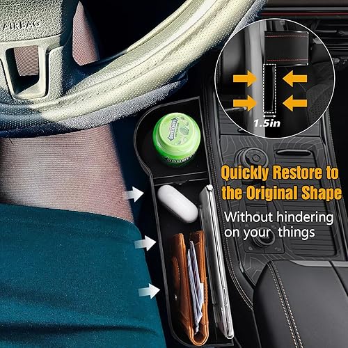 Miniatura 5 de Organizador de espacio para asiento de automóvil, 2 paquetes multifuncionales de accesorios de automóvil con soporte para tazas para teléfono,