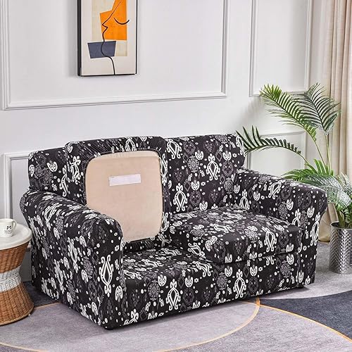 Miniatura 10 de Fundas elásticas para sofá de 123 cojines, funda estampada con fundas de cojín de asiento separadas, fundas de sofá lavables, protector de muebles
