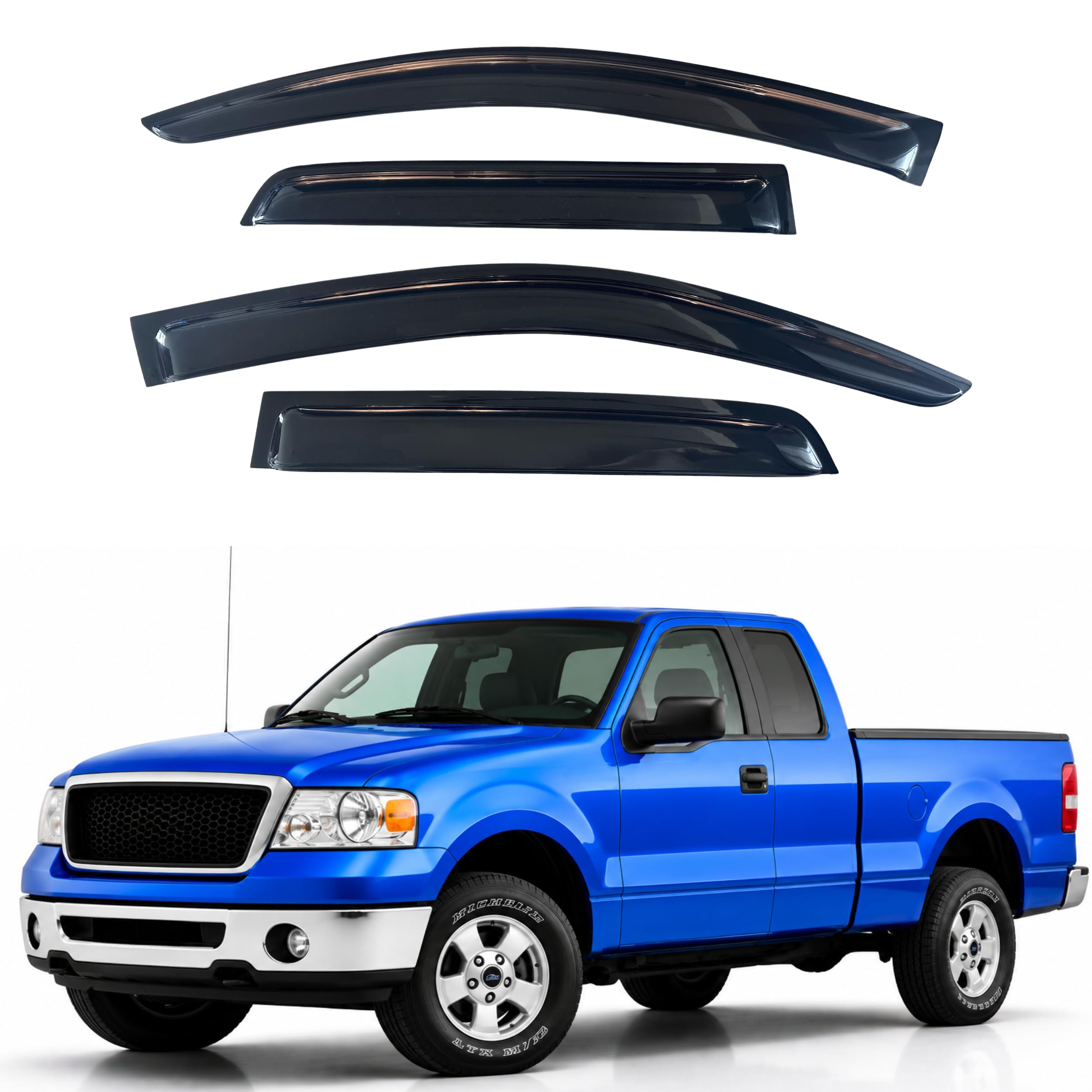 IG Window Visors Fit for 2004-2014 Ford F150 SuperCab, Out-Channel Rain Guards Vent Wind Deflectors 4PC, Truck Accessories for 10-14 F-150 Raptor SuperCab (Extended Cab Only)