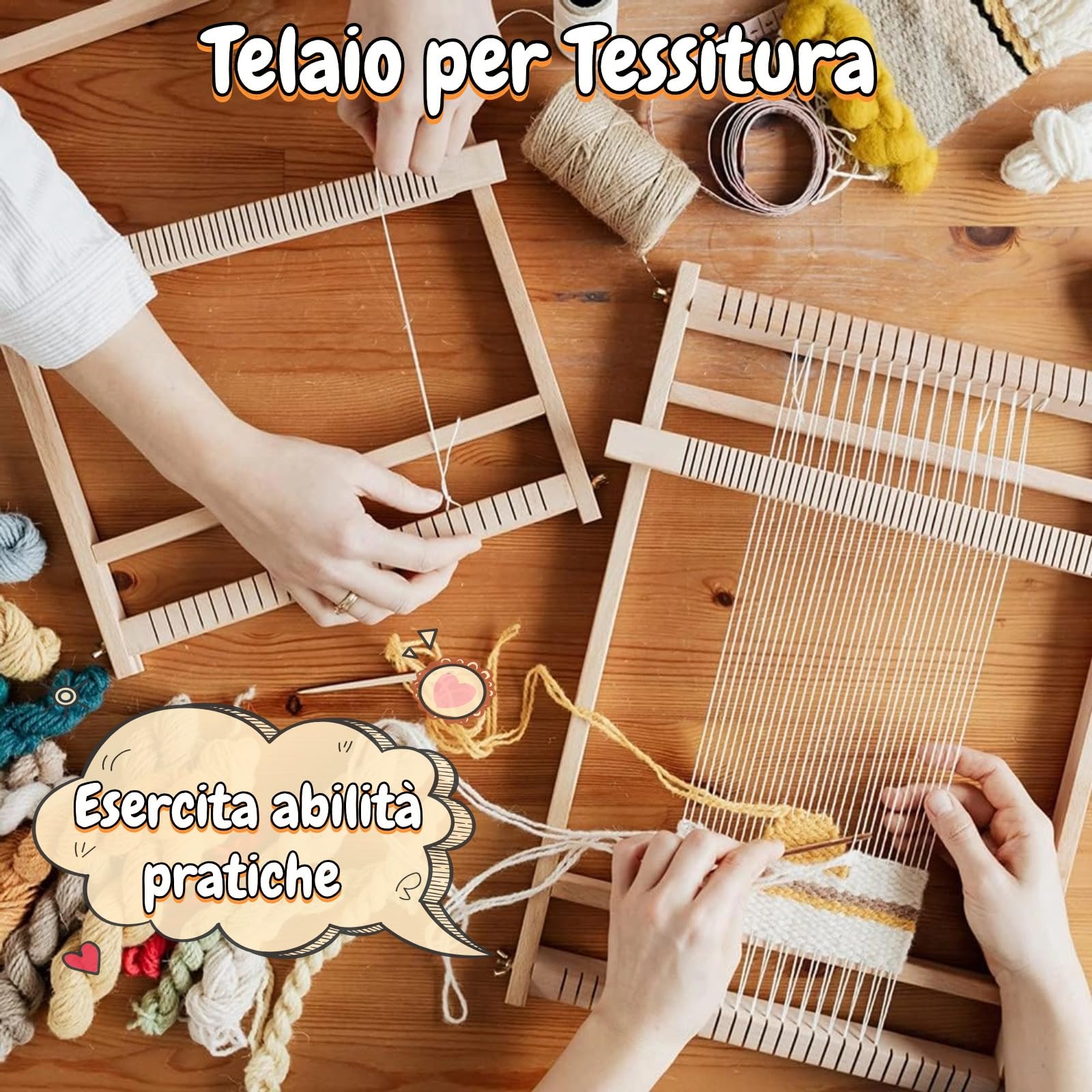 Telaio per Tessitura, Kit Telaio per Tessitura per Bambini, Telaio per Tessitura in Legno, Macchina per Maglieria a Mano, Arte della Tessitura Creativa Fai-da-te Artigianato per