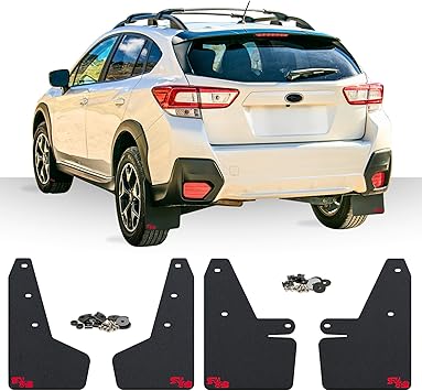 Rokblokz Mud Flaps for 2018-2023 Subaru Crosstrek - Multiple Colors Available - Mud Guards are Custom Cut and Fit - Includes All Mounting Hardware Black with Red Logo