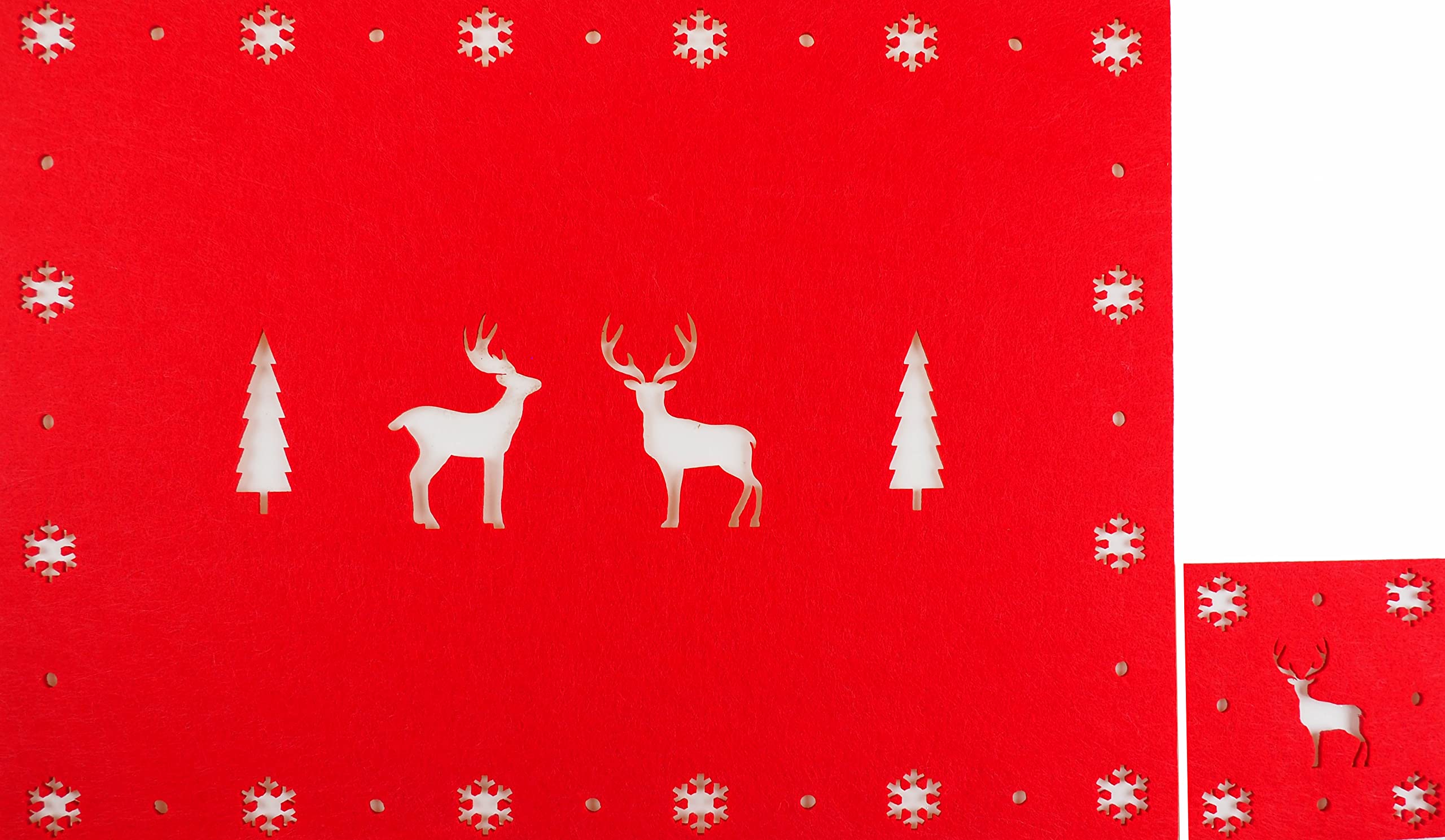 Gem Imports Red Felt Christmas Dinner Table 8 Reindeer Placemats And 8 Matching Coasters