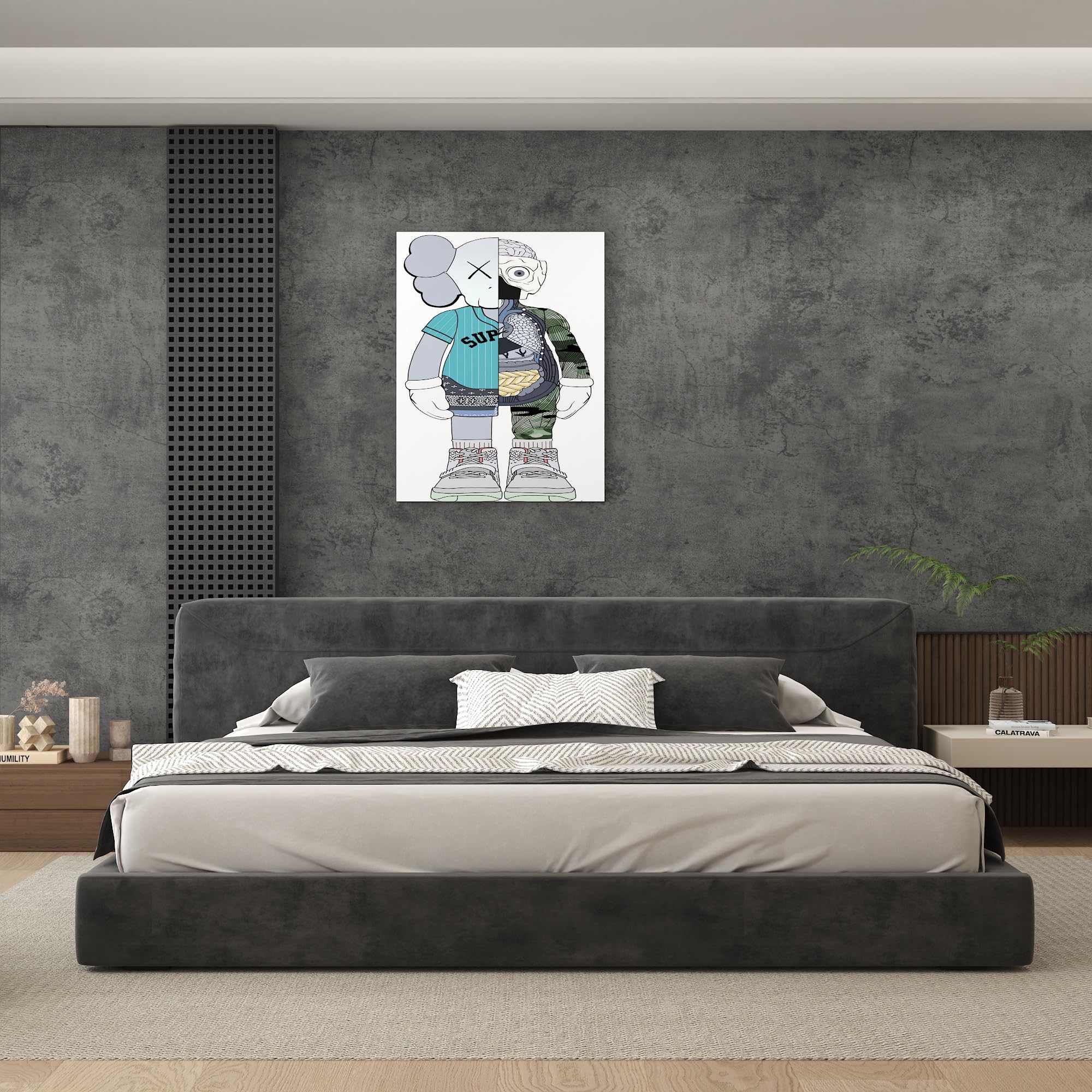 JSEVEM 24"×354" Wide Thick Grey Blue Concrete Wallpaper Peel and Stick Matte Textured Industrial Gray Concrete Cement Contact Paper Vinyl Adhesive Wall Sticker for Coffee Room Bedroom Garage Gym