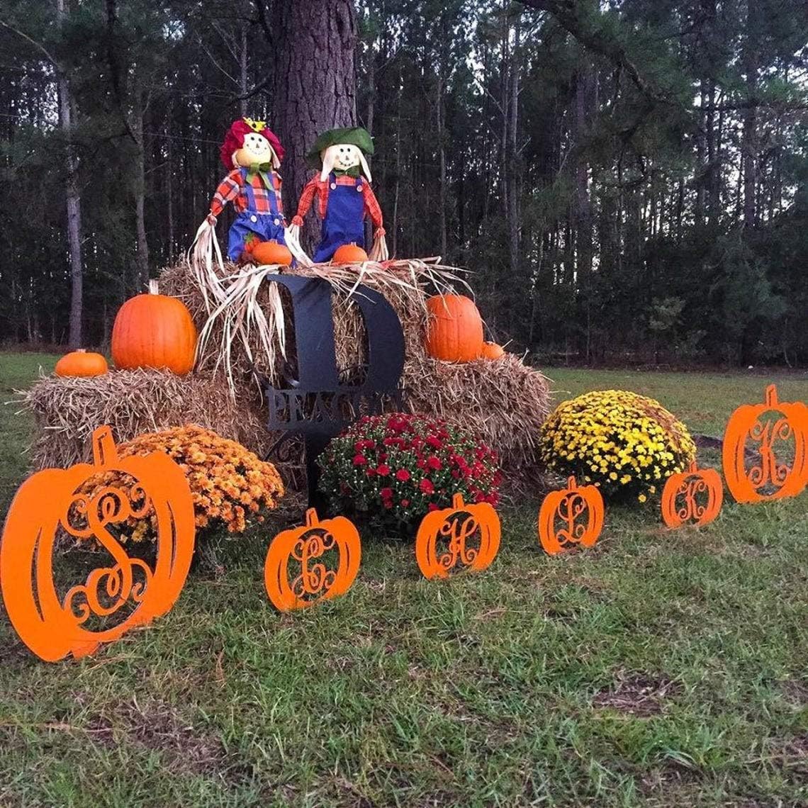 JASS GRAPHIX Initial A Monogrammed Aluminum Pumpkin Sign for Lawn décor