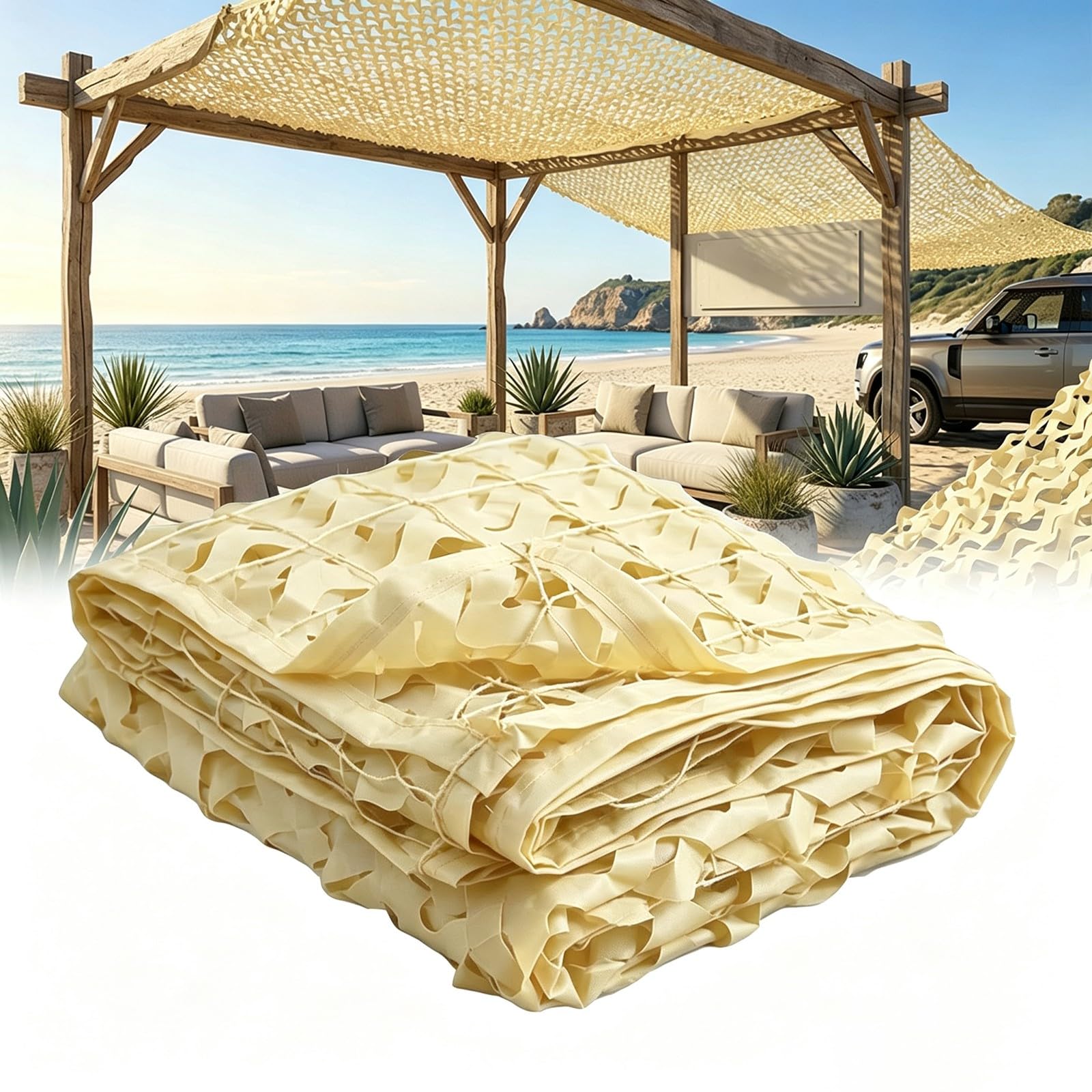 Red de Camuflaje 6x9m Beige para Interior Exterior Tela Oxford 210d Tela de Malla para Protección Solar Red Camuflaje de Privacidad Varios Tamaños y Diseños para Decoración Caza Patio Campamento