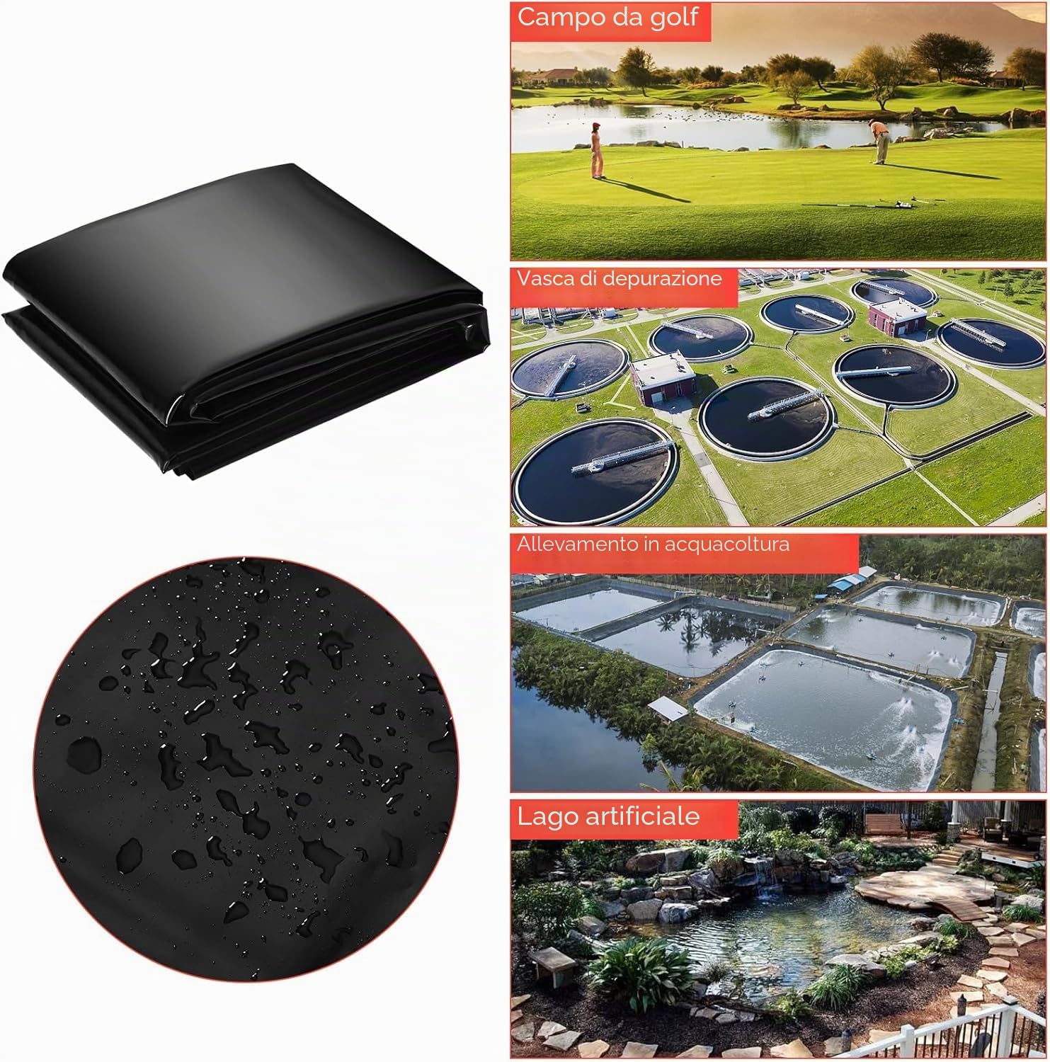 Telo per laghetto EPDM 45 Mil 10x15 ft – Flessibile, Resistente ai Raggi UV, Sicuro per Pesci, Facile da Tagliare – Perfetto per laghetti Koi, cascate, fontane, Giardini Acquatici – qualità: