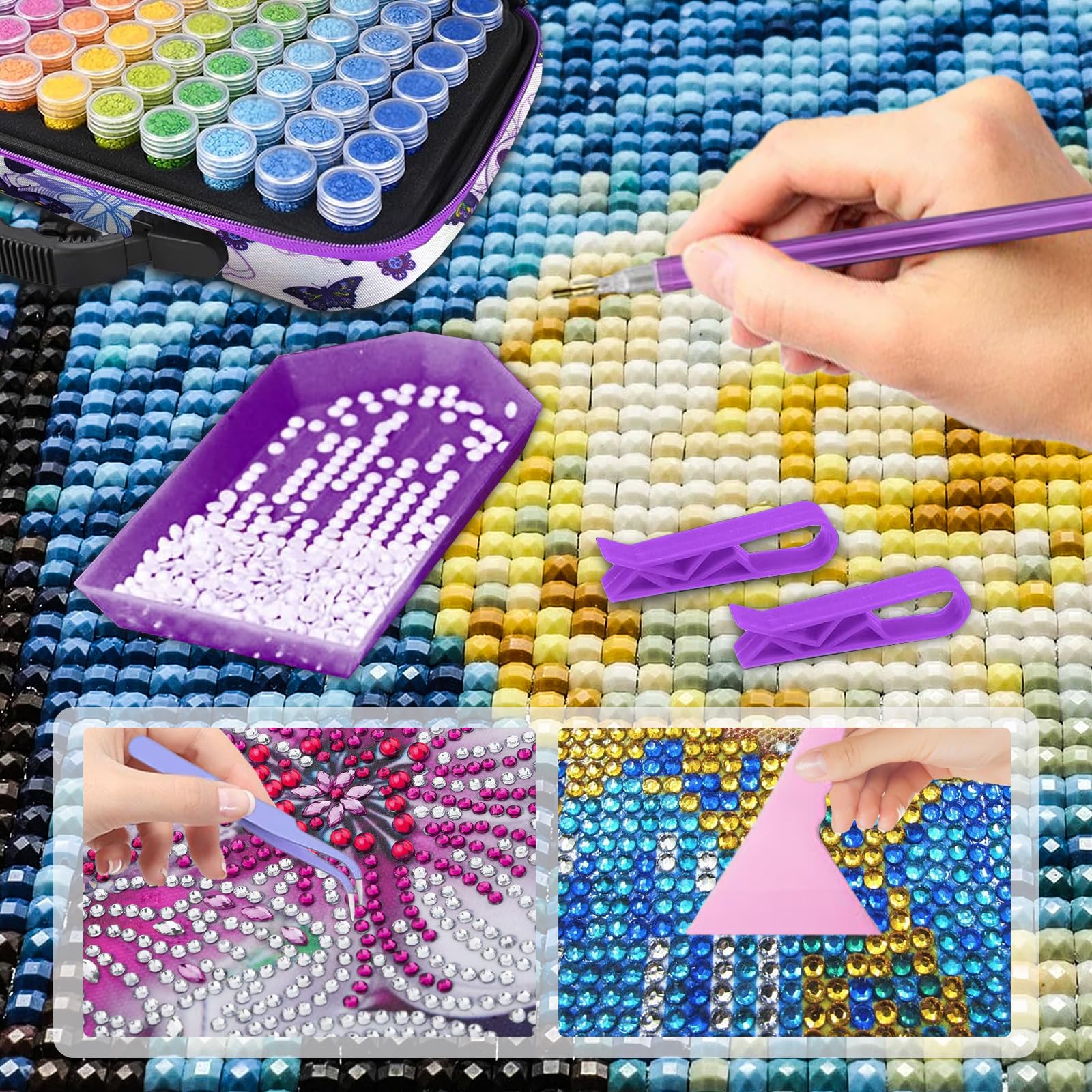 Scatola Organizer Per Diamond Painting - 60 Scomparti Con Etichette, Trasparente - Foto 9