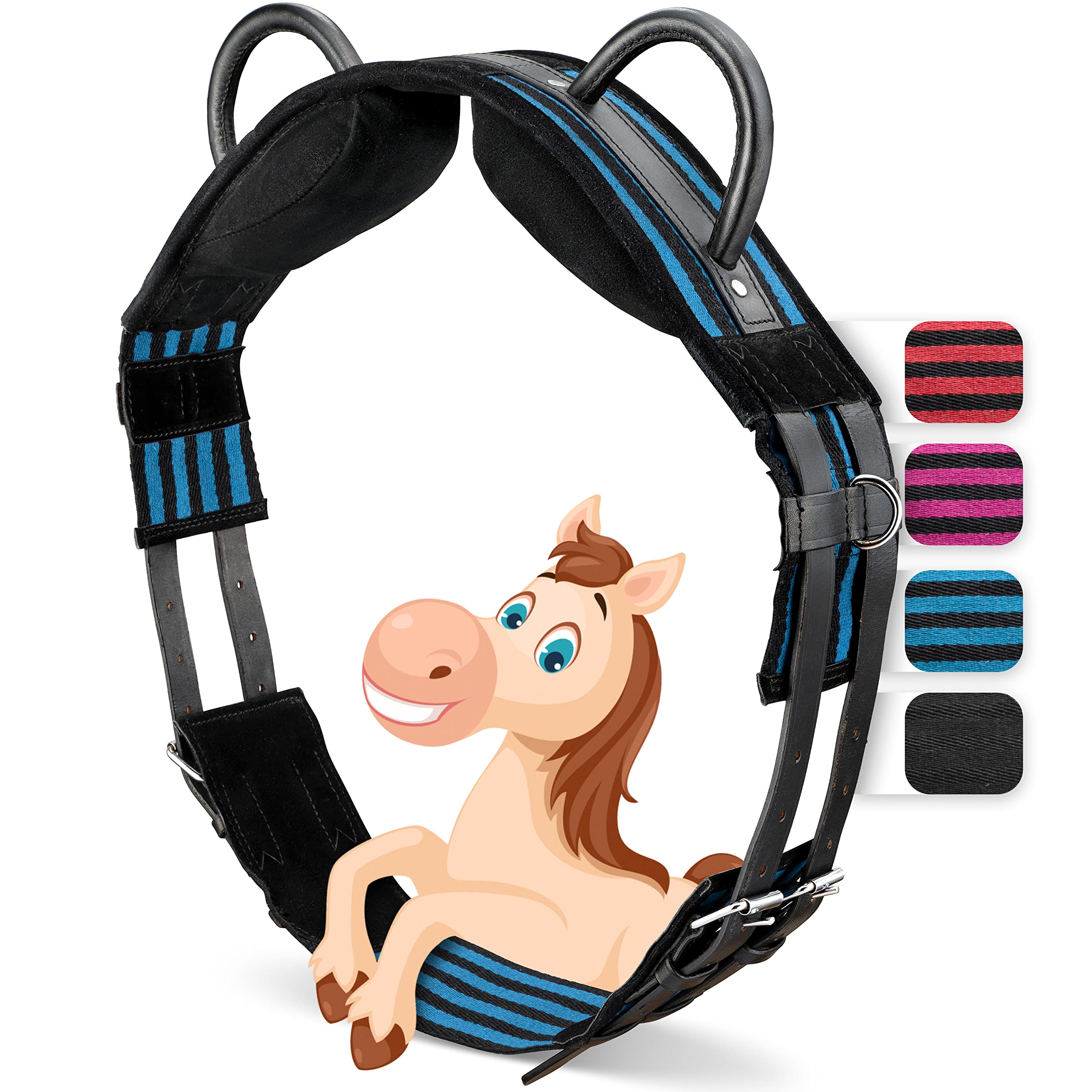 Esposita Riding belt with 2 handles made of leather for holding on for children and beginners, also suitable as a lunging belt, vaulting belt or as a wooden horse accessory