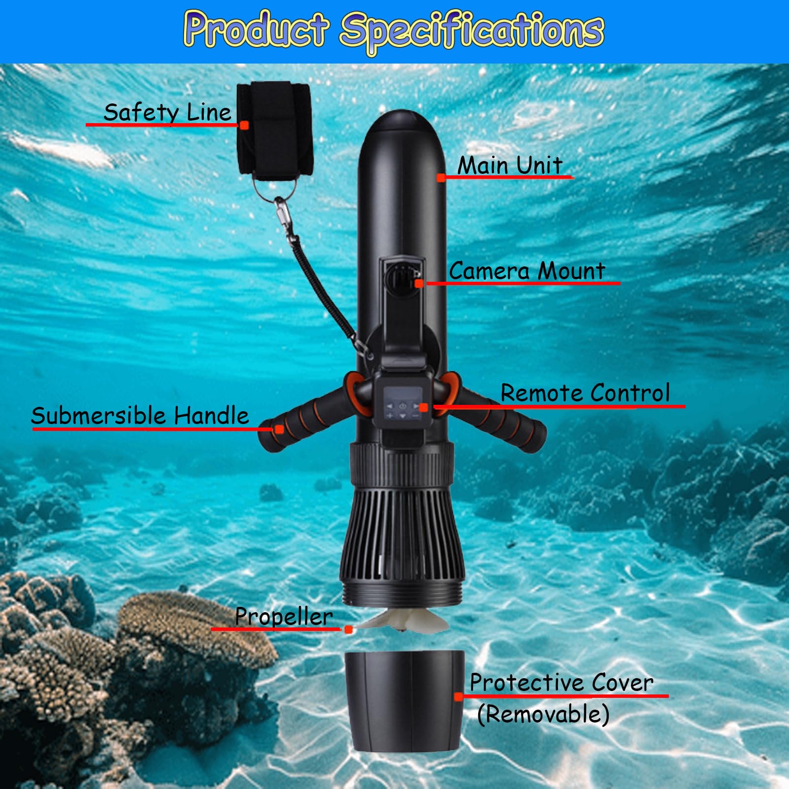Set di Propulsori Subacquei, Propulsori per Immersioni E Nuoto, Scooter Subacqueo da 500 W/700 W, Attrezzatura Subacquea con Motore Brushless, per Piscina E Mare 500W10000mAh