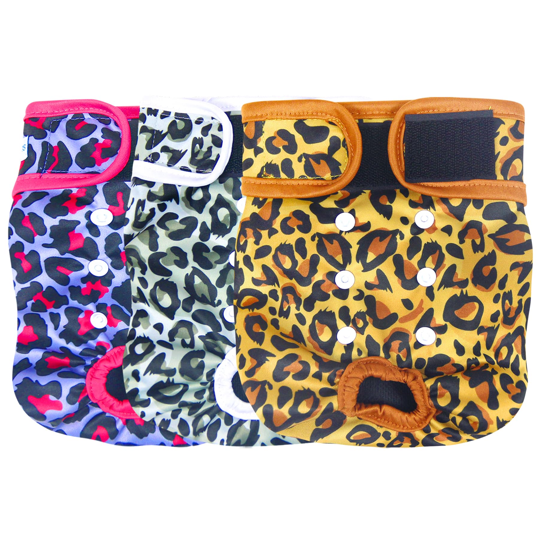 Photo 1 of Leekalos Reusable Washable Dog Diapers Female (3 Pack) - Highly Absorbent Doggie Diapers - Size Adjustable Puppy Diapers for Dog Period Panties (XX-Large, Leopard)