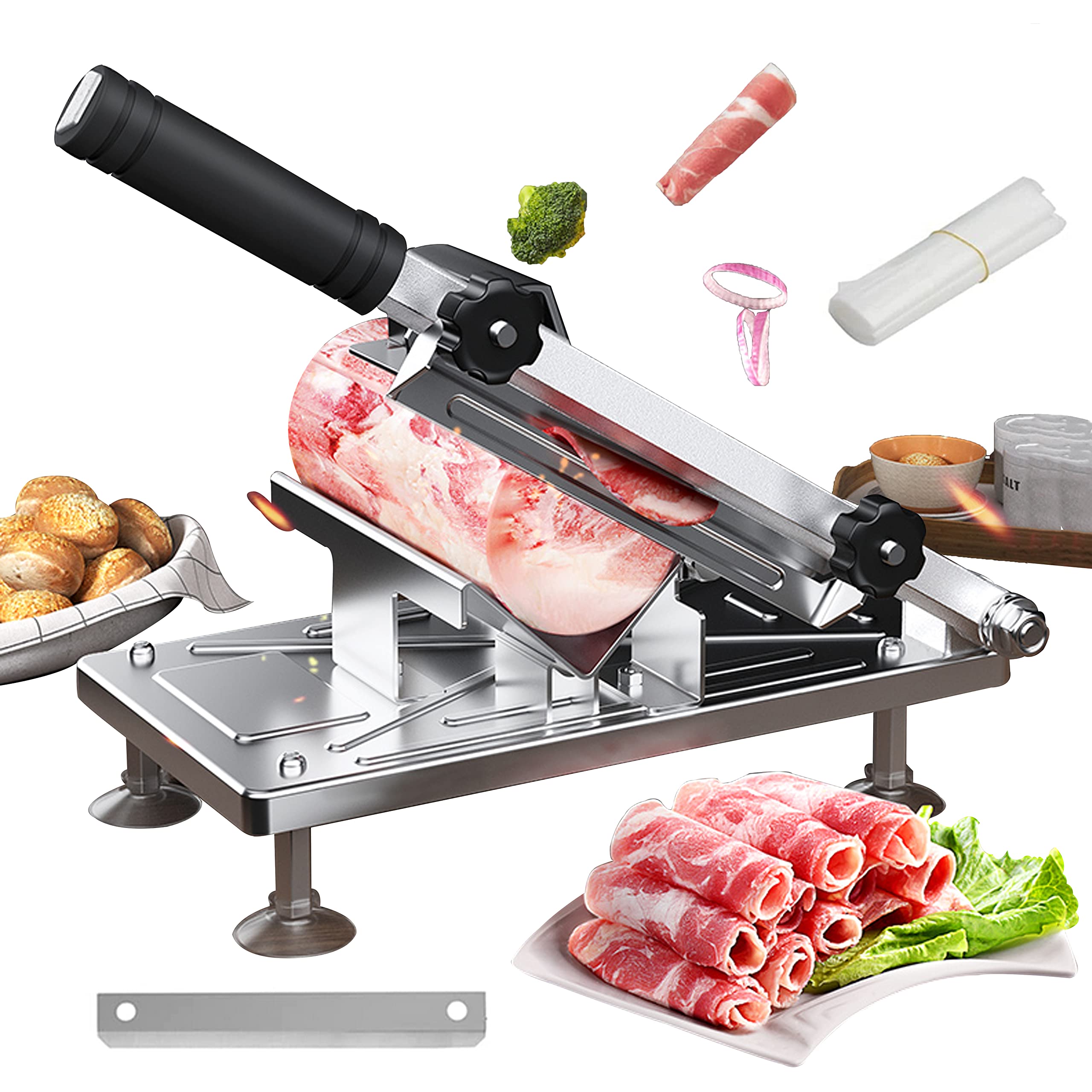 Buy ELFBBQ Manual Frozen Meat Slicer, Upgraded Meat Cutter for Beef