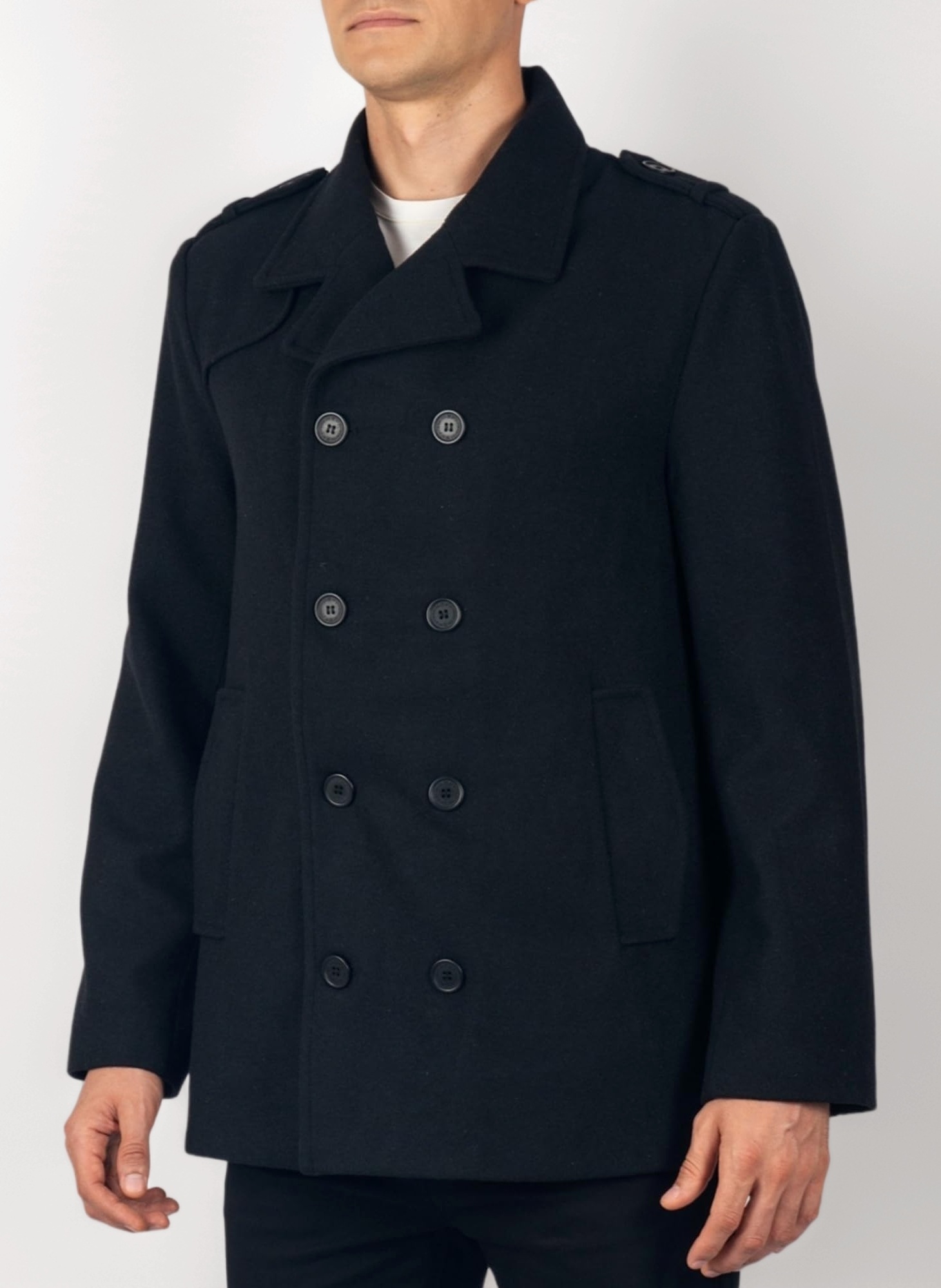 alpine swiss Jake Mens Wool Pea Coat Double Breasted Peacoat Jacket
