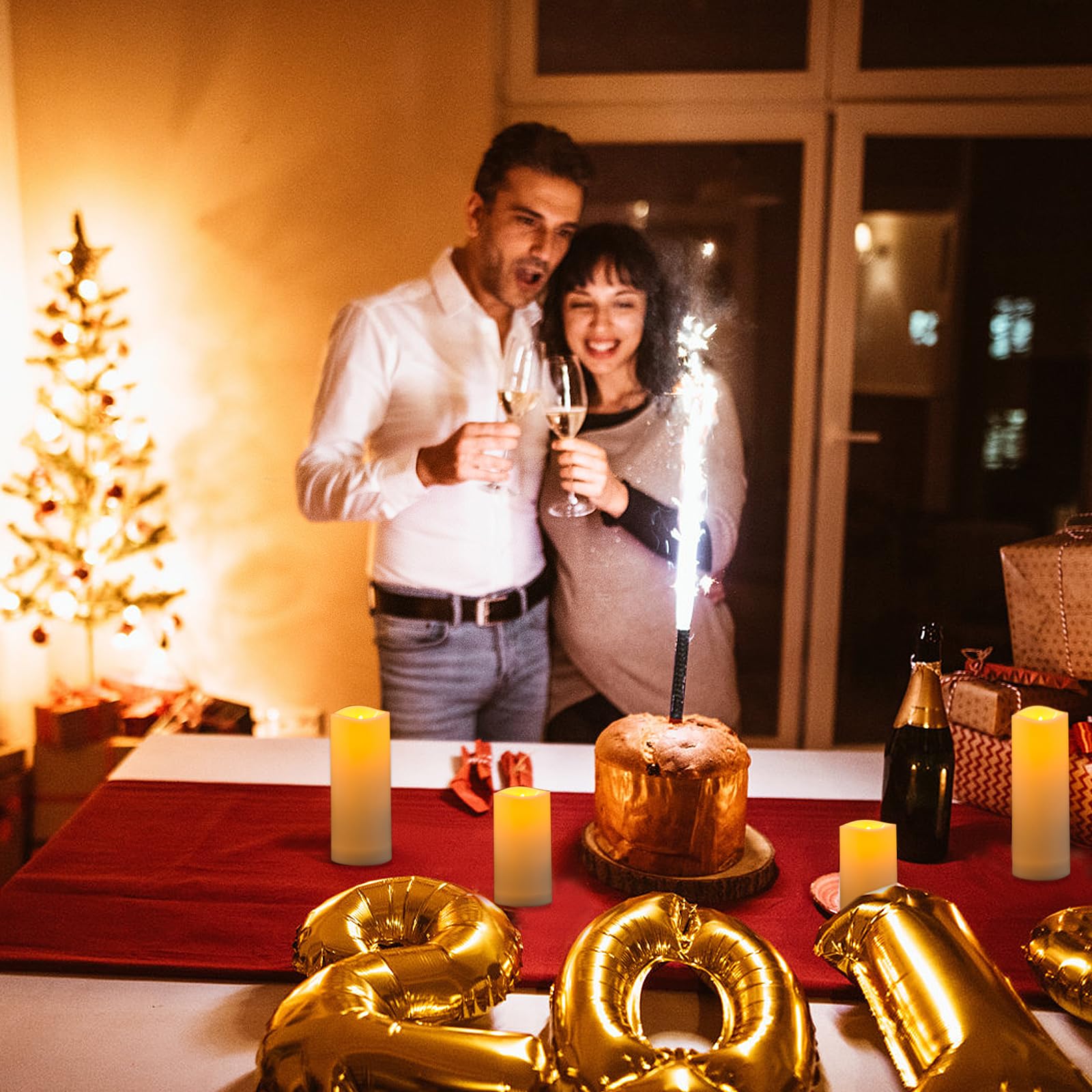 Candele a LED, set di 12 candele senza fiamma, per esterni, impermeabili, senza fiamma, con telecomando a 10 tasti, funzione timer, candele a batteria, candele a LED