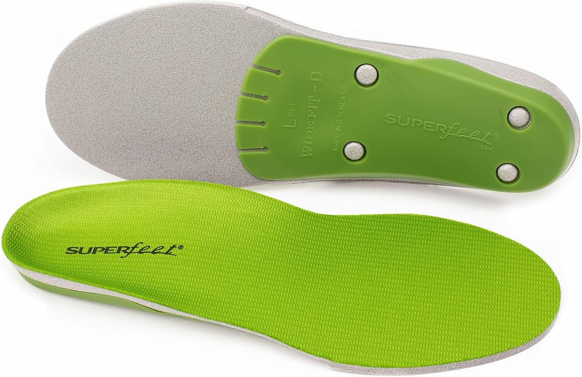 Superfeet All-Purpose Wide-Fit Support Insoles (WideGreen) - for Wide Footwear Only - Trim-to-Fit Orthotic Arch Support Shoe Inserts