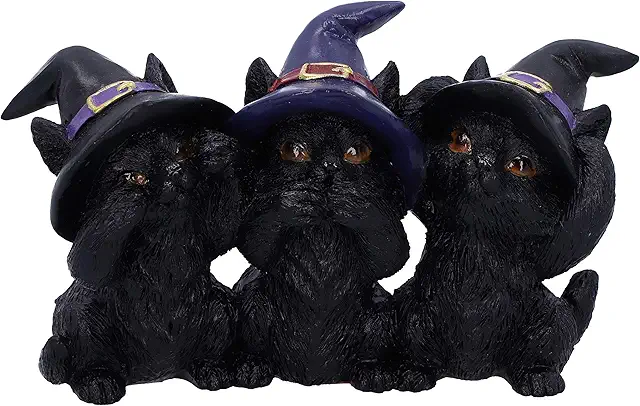Three Wise Black Cats See No Hear No Speak No Evil Beeldjes Horen Zien En Zwijgen Figurine