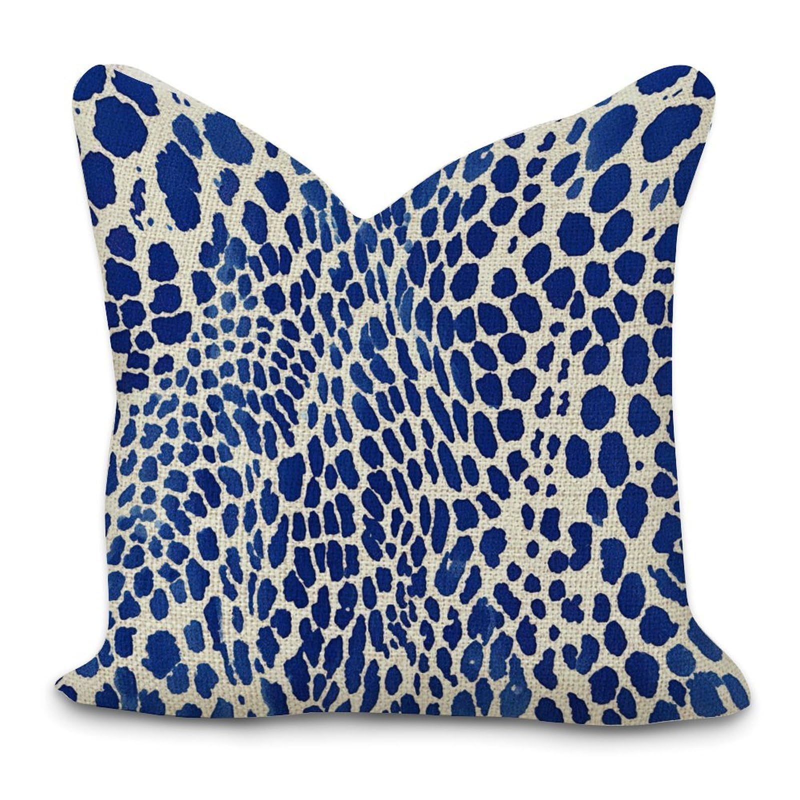 Navy Blue Cheetah Leopard Print Animal Skin Pattern Cushion Cover Cases With Zipper 16x16in Farmhouse Cotton Linen Square Accent Throw Pillow Cases for Living Room Bed Couch Sofa Chair Home Décor